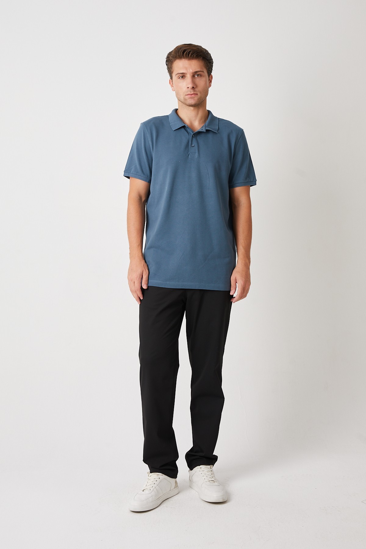 H.A POLO YAKA T-SHIRT MAVİ