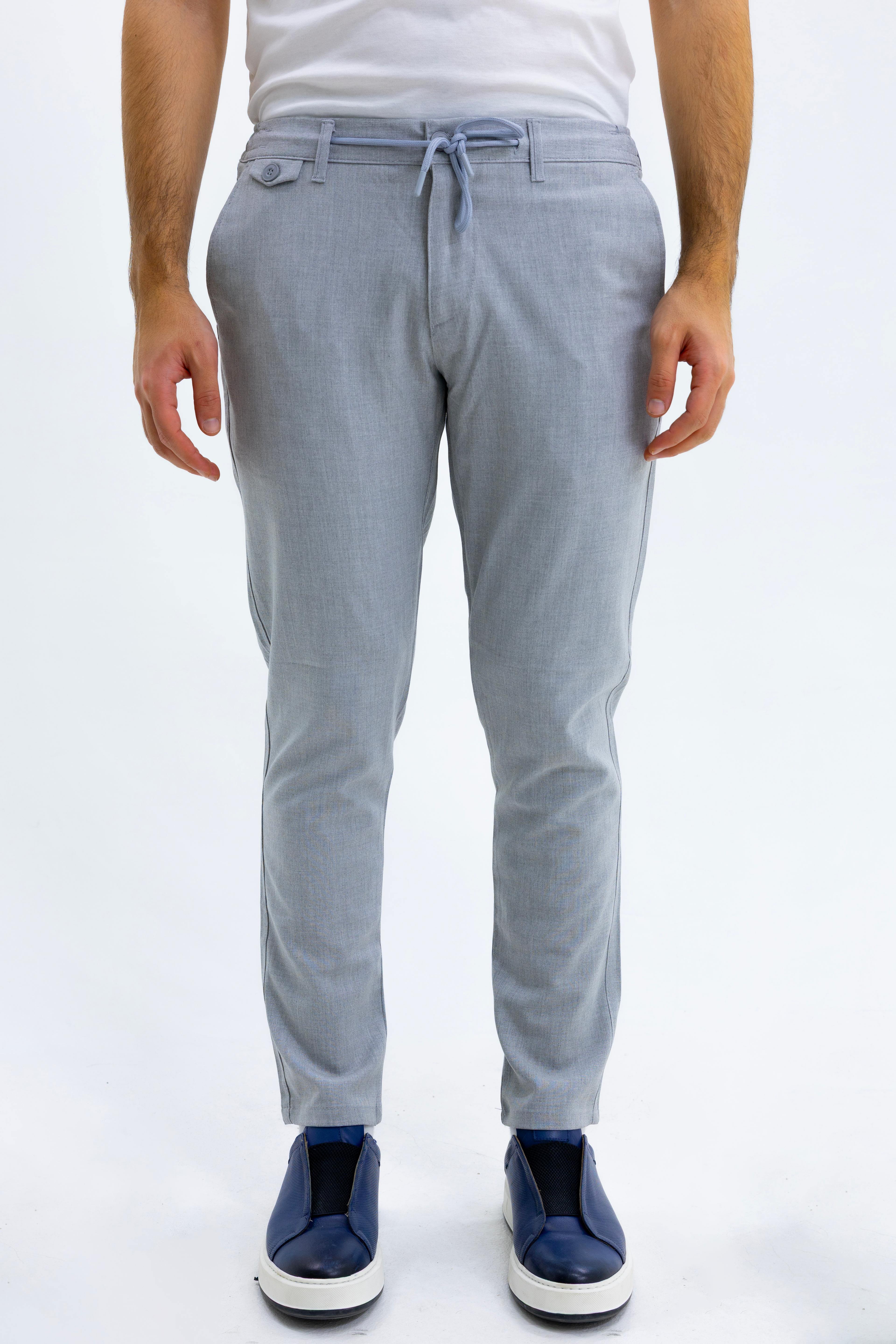 Kesik Etiket Jogger Bez Ayağı Pantolon AÇIK GRİ