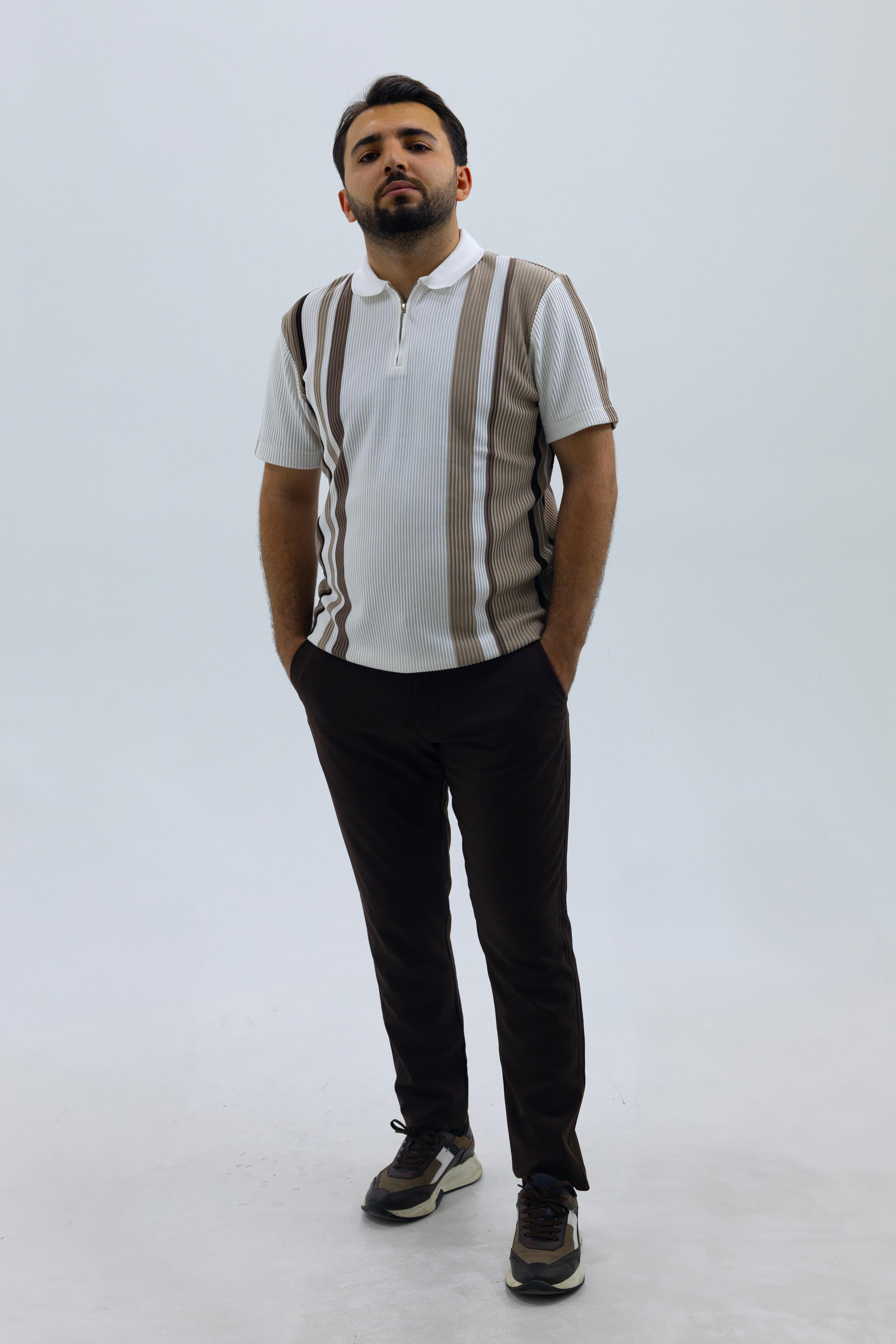 Rayon Şeritli T-shırt BEYAZ