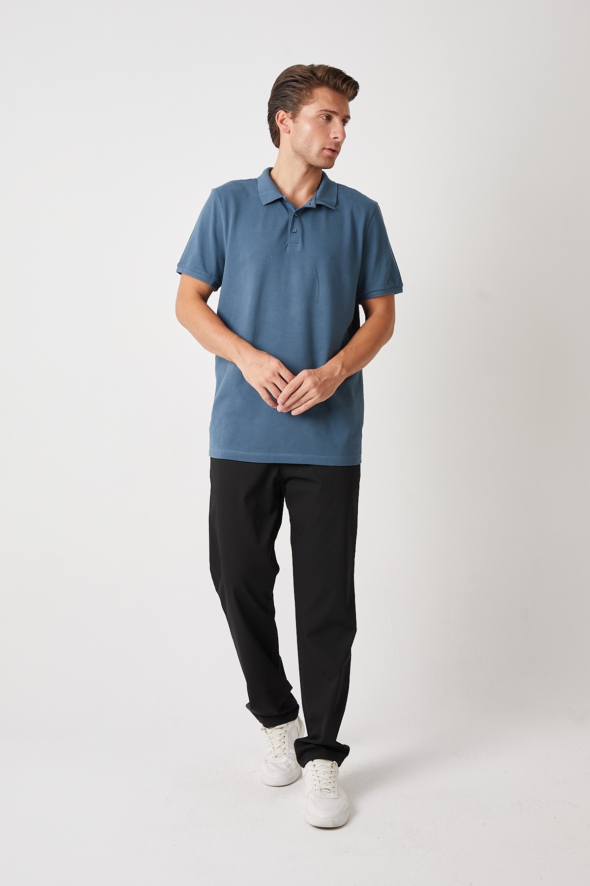 H.A POLO YAKA T-SHIRT MAVİ
