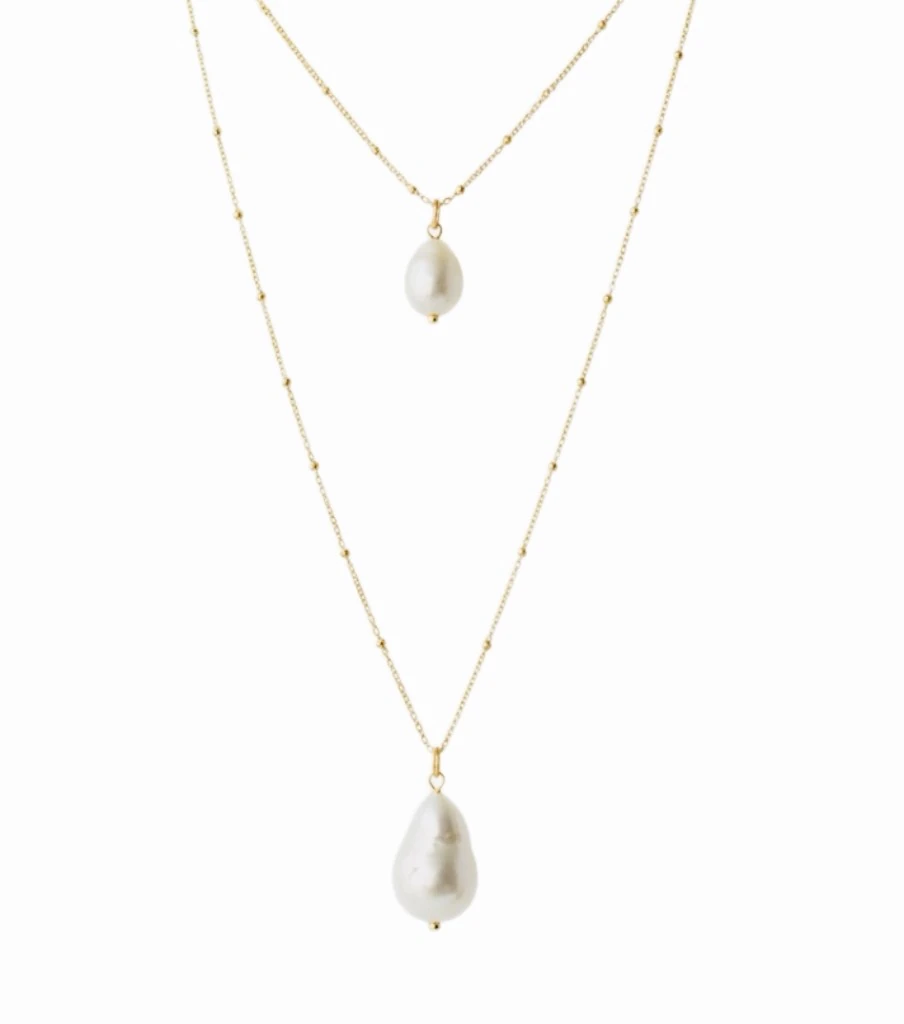 Duo Barok İncili Gümüş Kolye