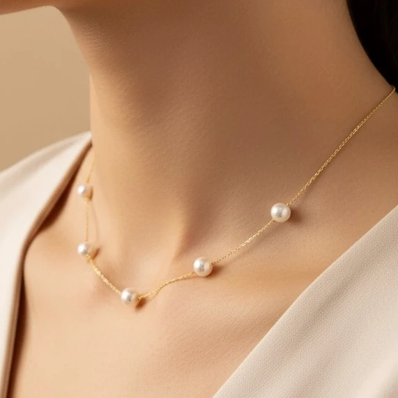 Dainty Minimal İncili Zincir Kolye