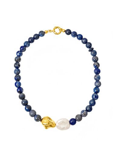 Lapis Taşlı Gold incili Kolye