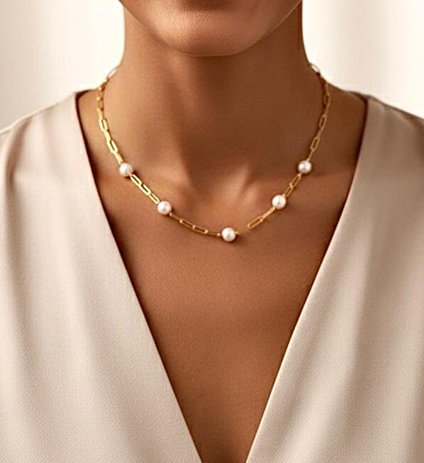 Elegance ,Ataç Zincirli Inci Kolye