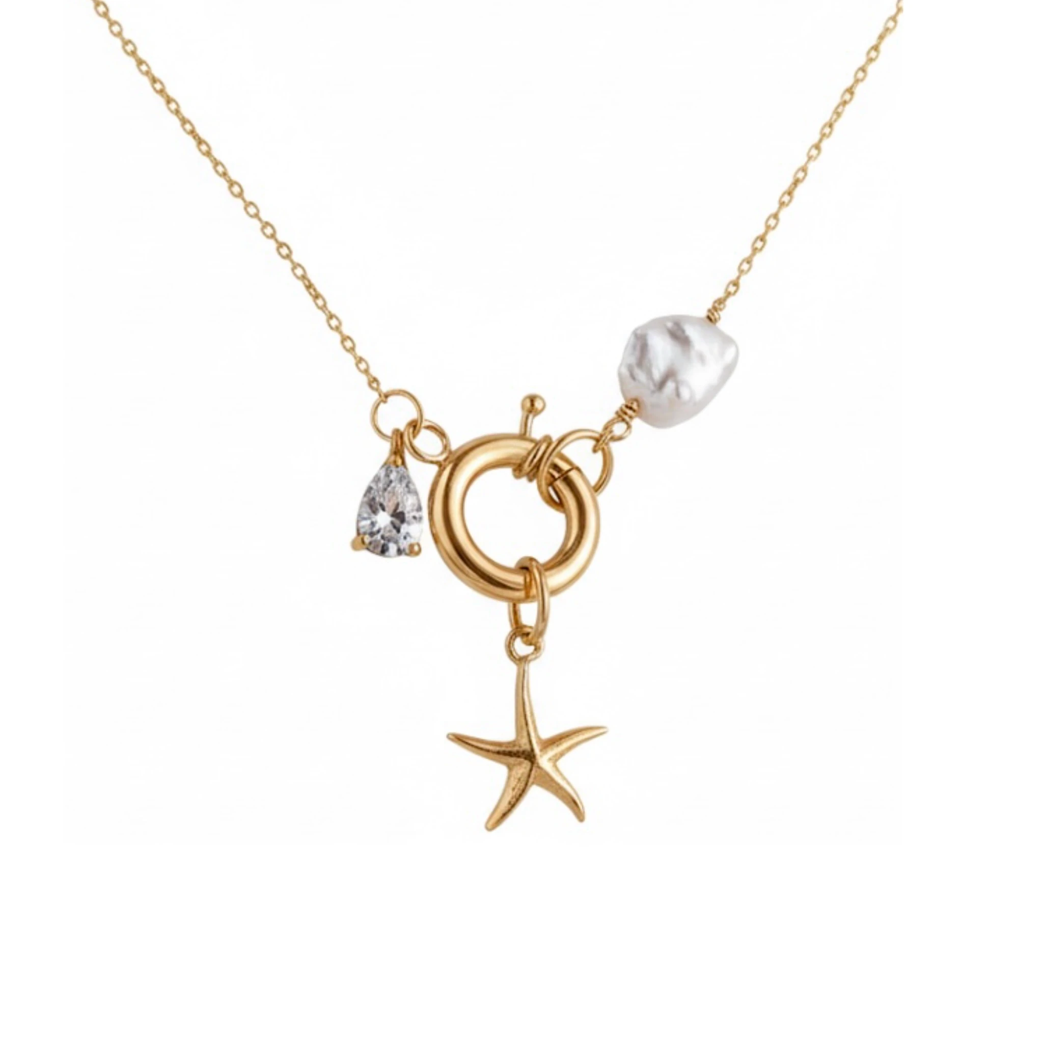 Seraphina Taşlı İncili Gümüş Kolye