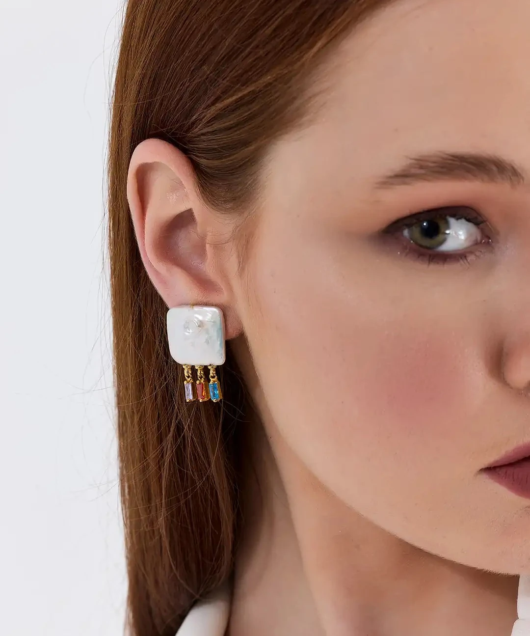 Colorato, Renkli Taşlı İnci Küpe