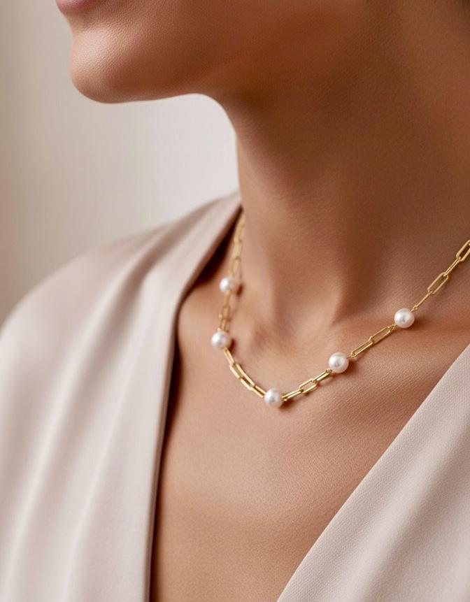 Elegance ,Ataç Zincirli Inci Kolye