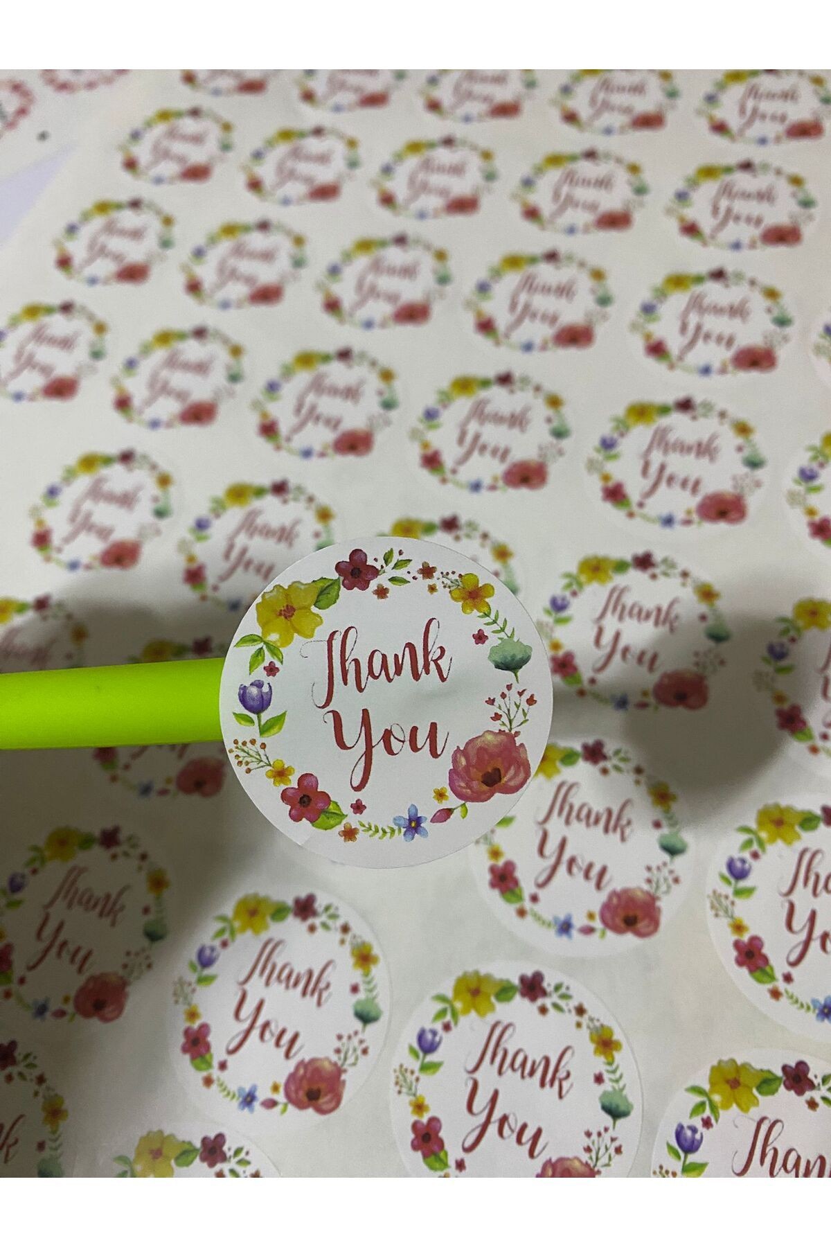 Thank You Sticker 70 adet Çiçek Desenli