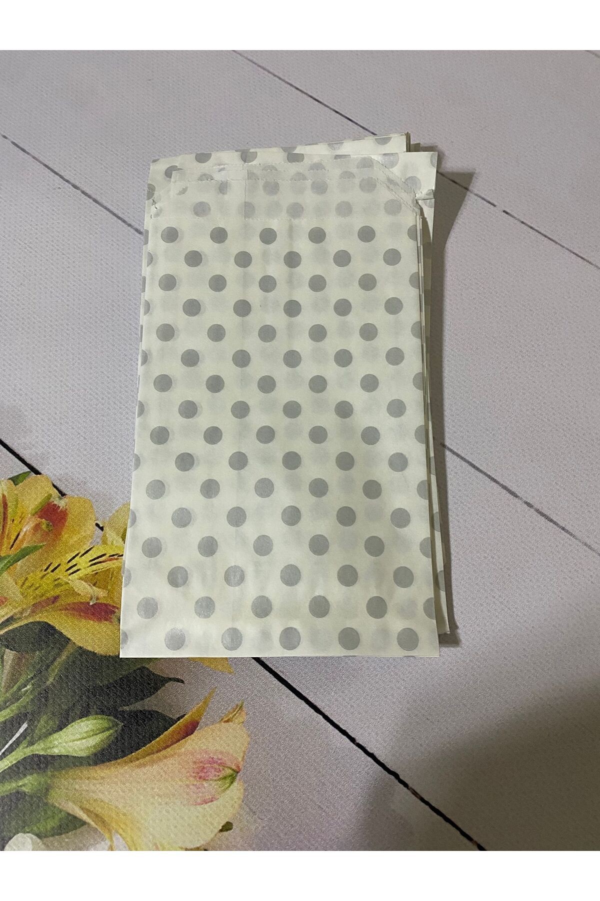 Kese Kağıdı 11x20 cm Gri Puantiye 20 Adet