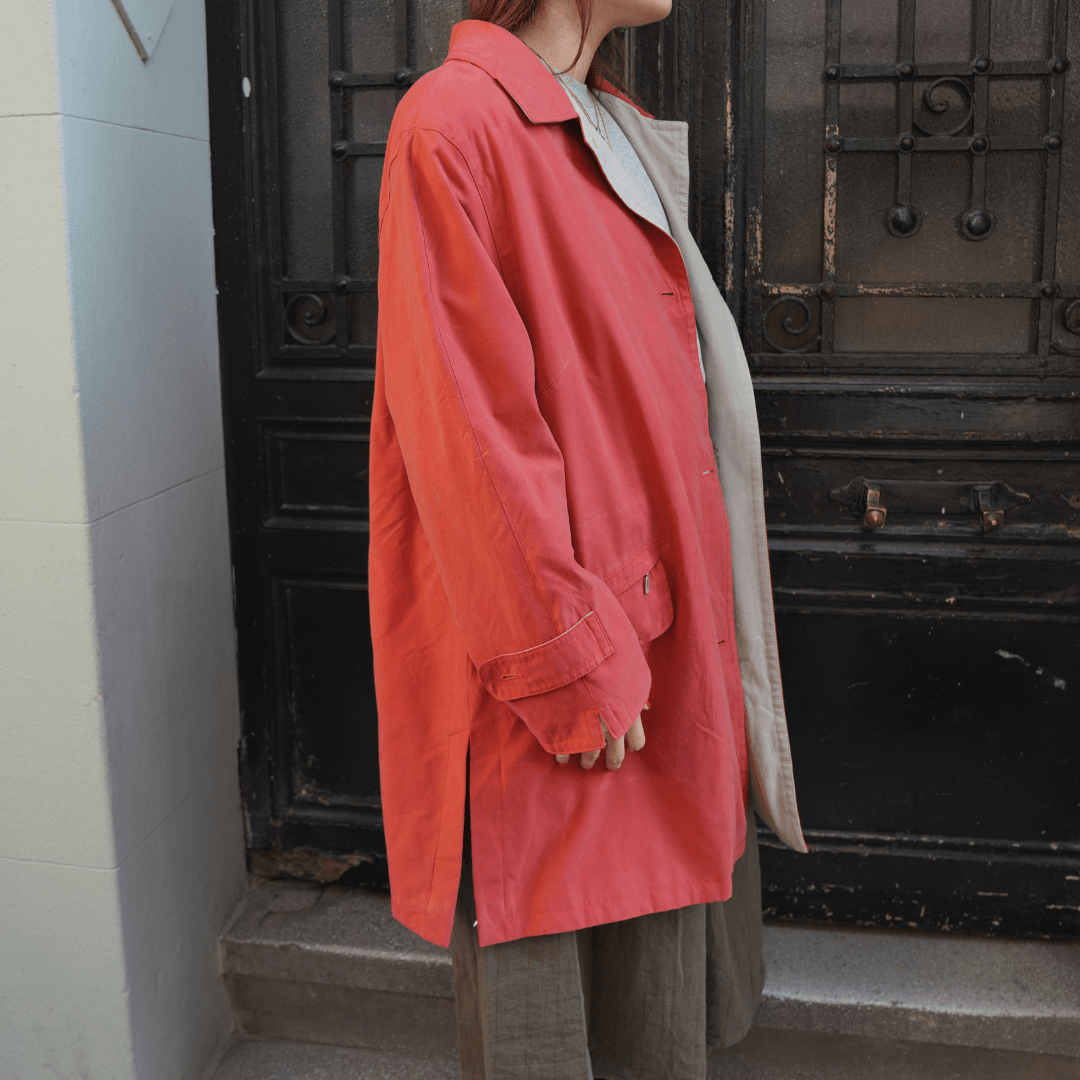 Kadın Oversize Trençkot - Kırmızı
