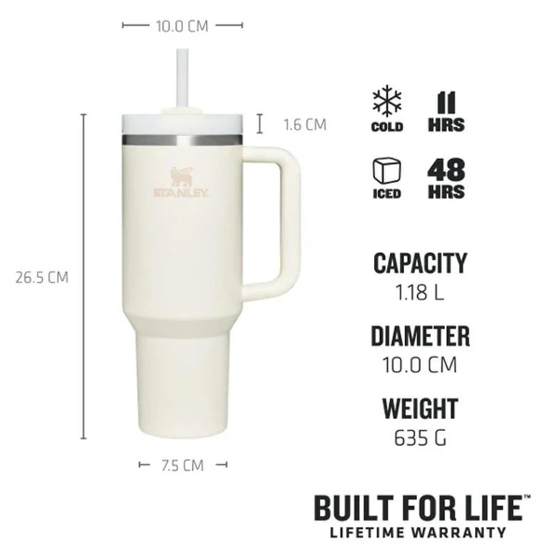 Quencher Pipetli Termos Bardak 1.18 Lt - Krem