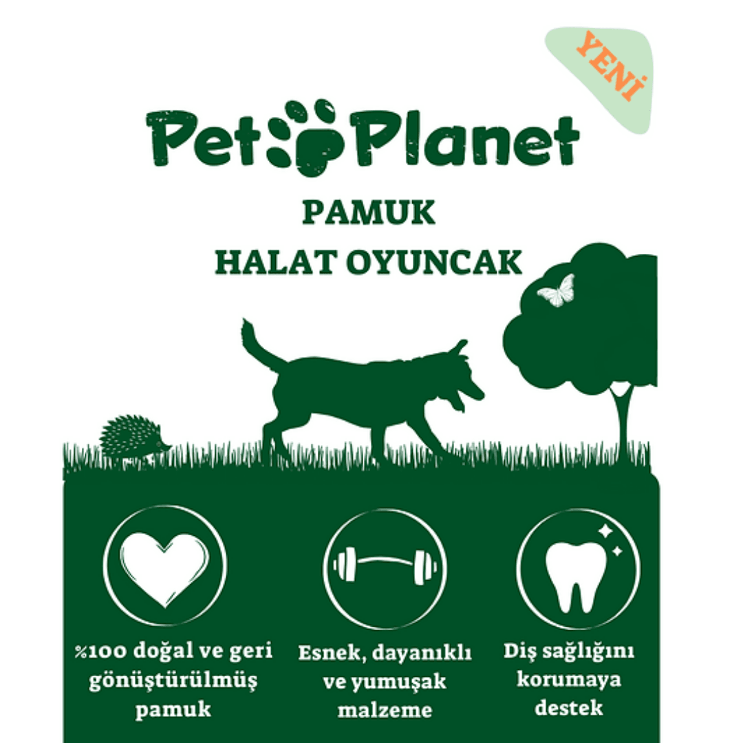 Doğal Pamuk Saplı Halat Köpek Oyuncağı Orta ve Büyük Irklar için