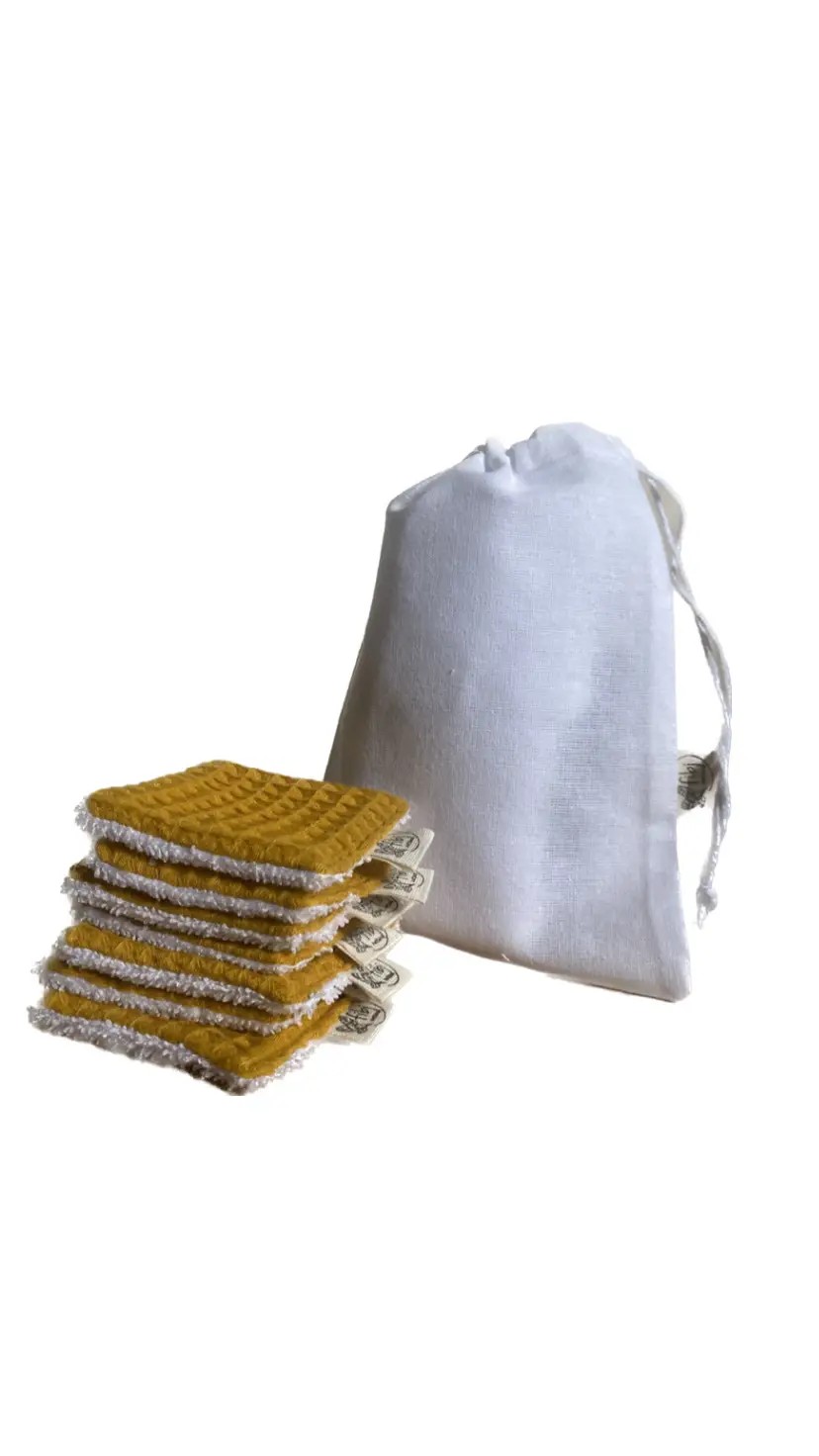 Yıkanabilir Waffle Pamuk Set Sarı - 7'li