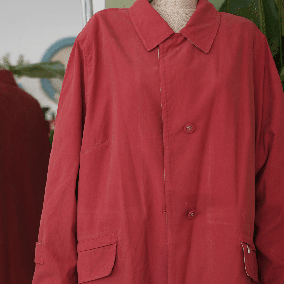 Kadın Oversize Trençkot - Kırmızı