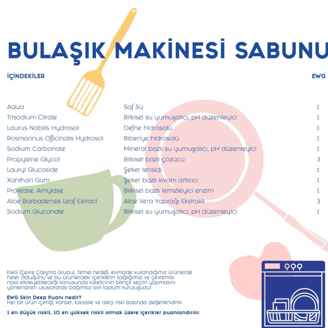Doğal Bulaşık Makinesi Deterjanı Bitkisel Sabun - 1200ml