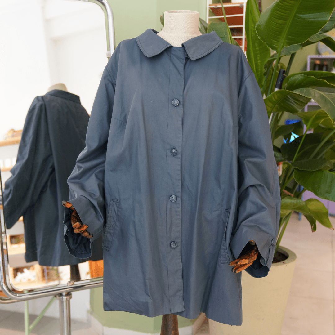 Kadın Oversize Pardesü - Lacivert