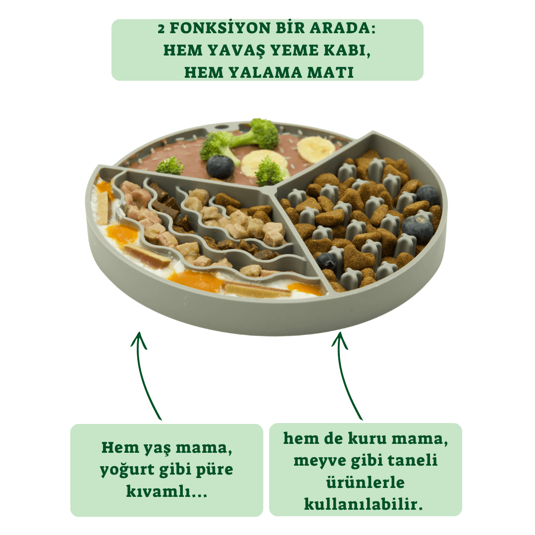 Silikon Yavaş Yeme ve Yalama Matı Pizza Desen Gri