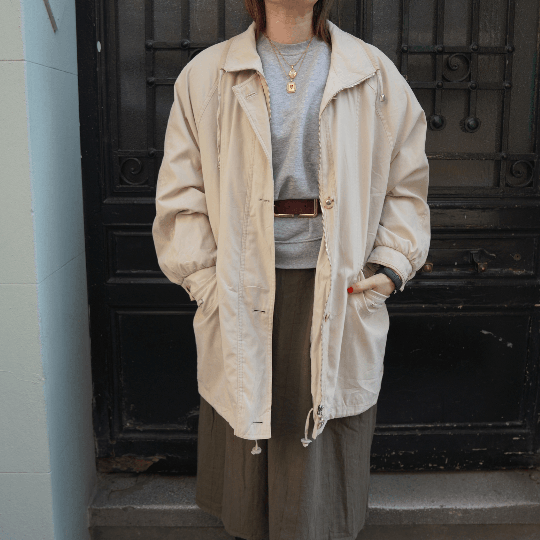 Kadın Oversize Bej Mont