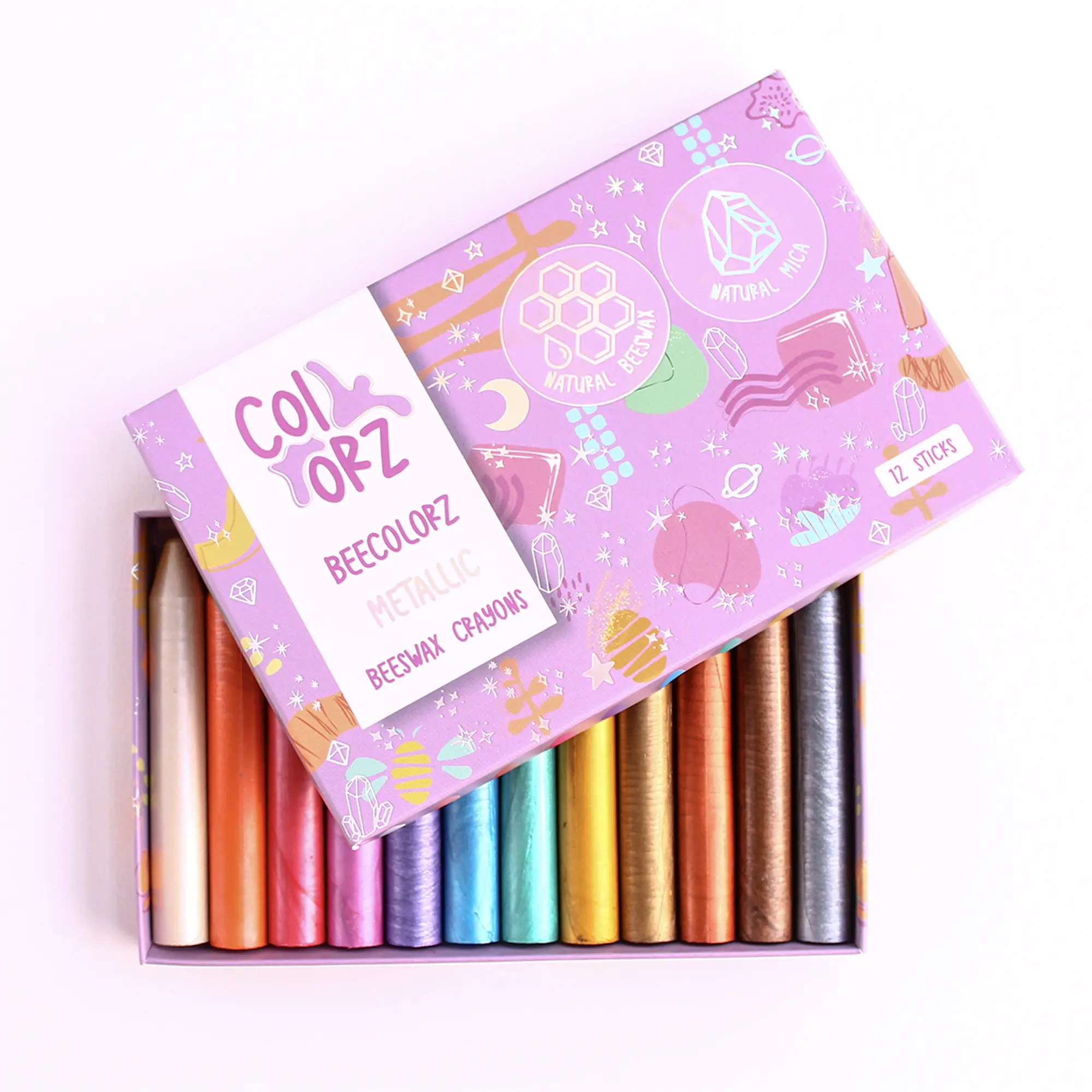 12 Renk Metalik Kalem Balmumu Pastel Boya Seti