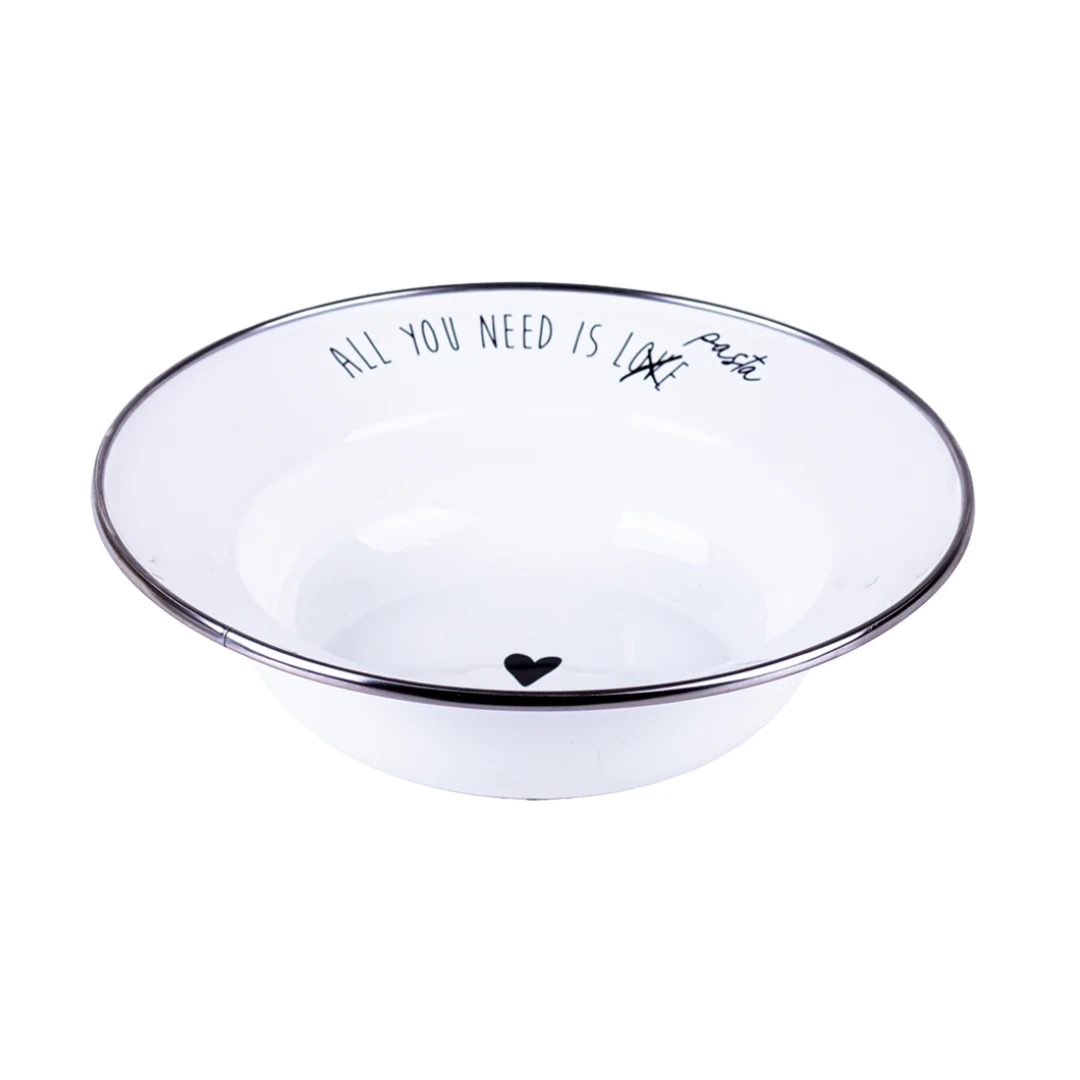 Motto Emaye Çukur Makarna ve Salata Tabağı