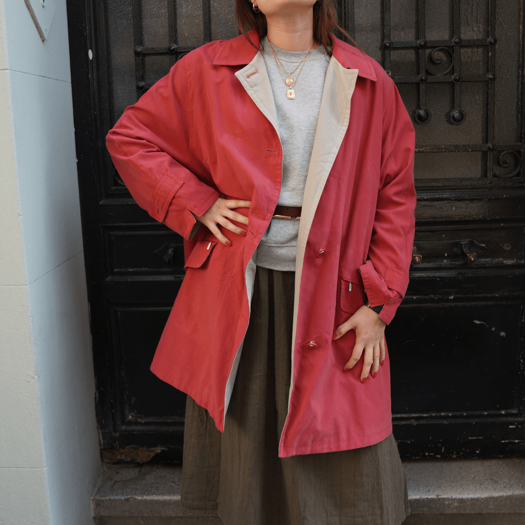Kadın Oversize Trençkot - Kırmızı