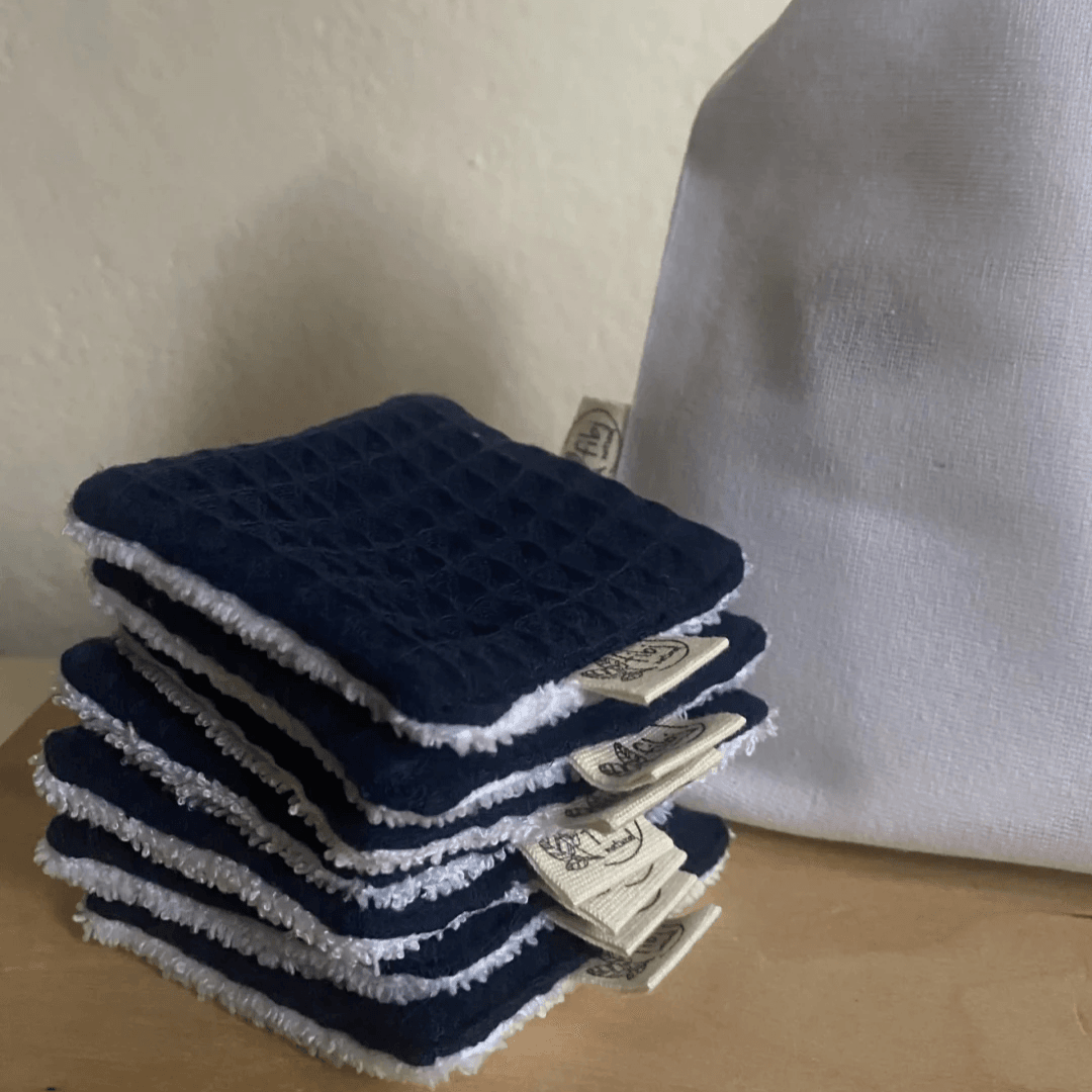 Yıkanabilir Waffle Pamuk Set Lacivert - 7'li