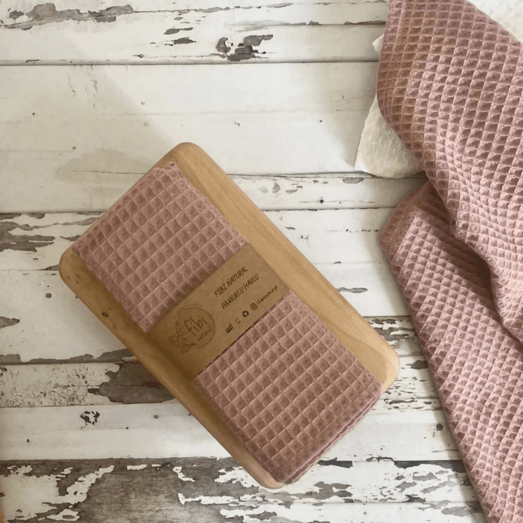 Pamuklu Waffle Havlu - Pembe