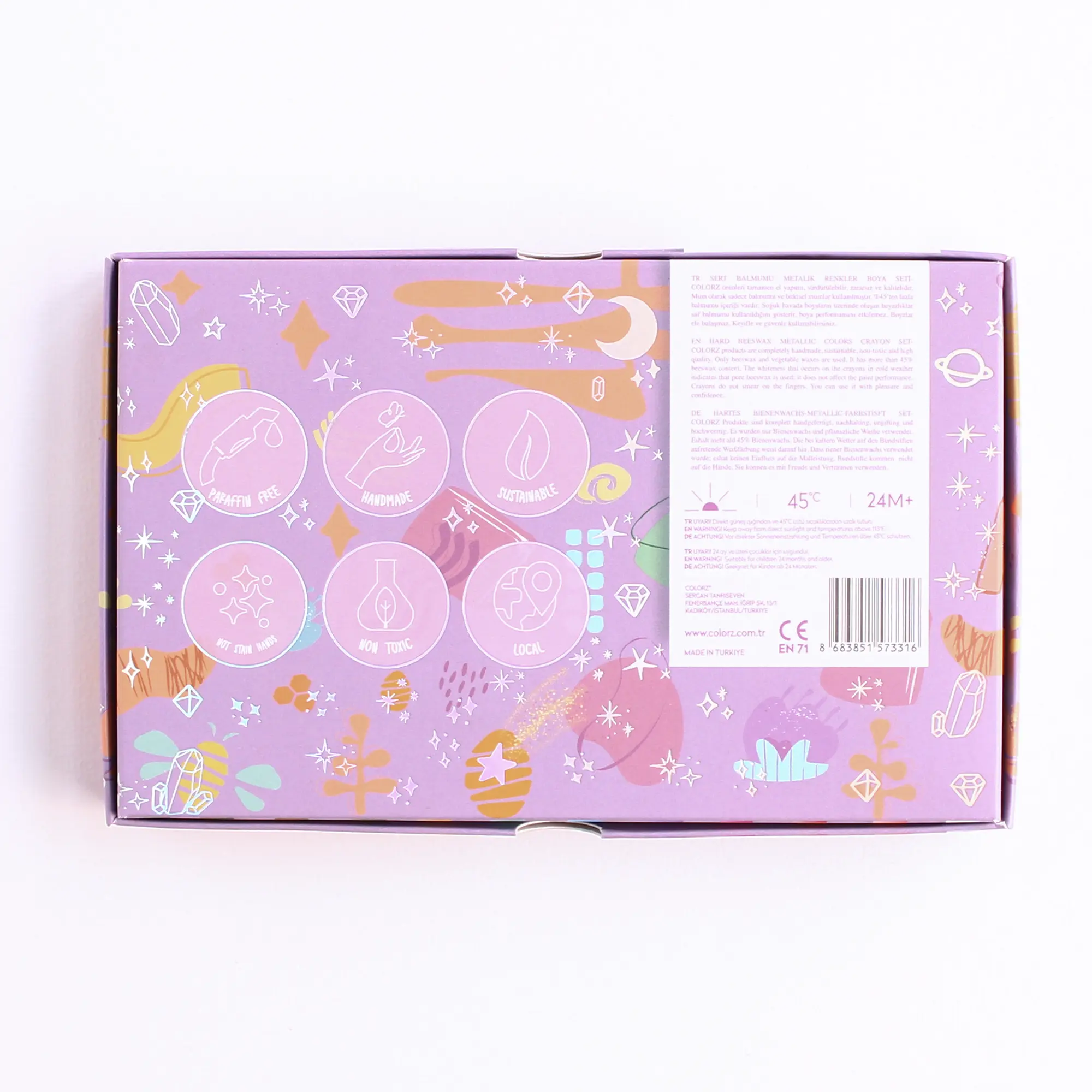 12 Renk Metalik Kalem Balmumu Pastel Boya Seti