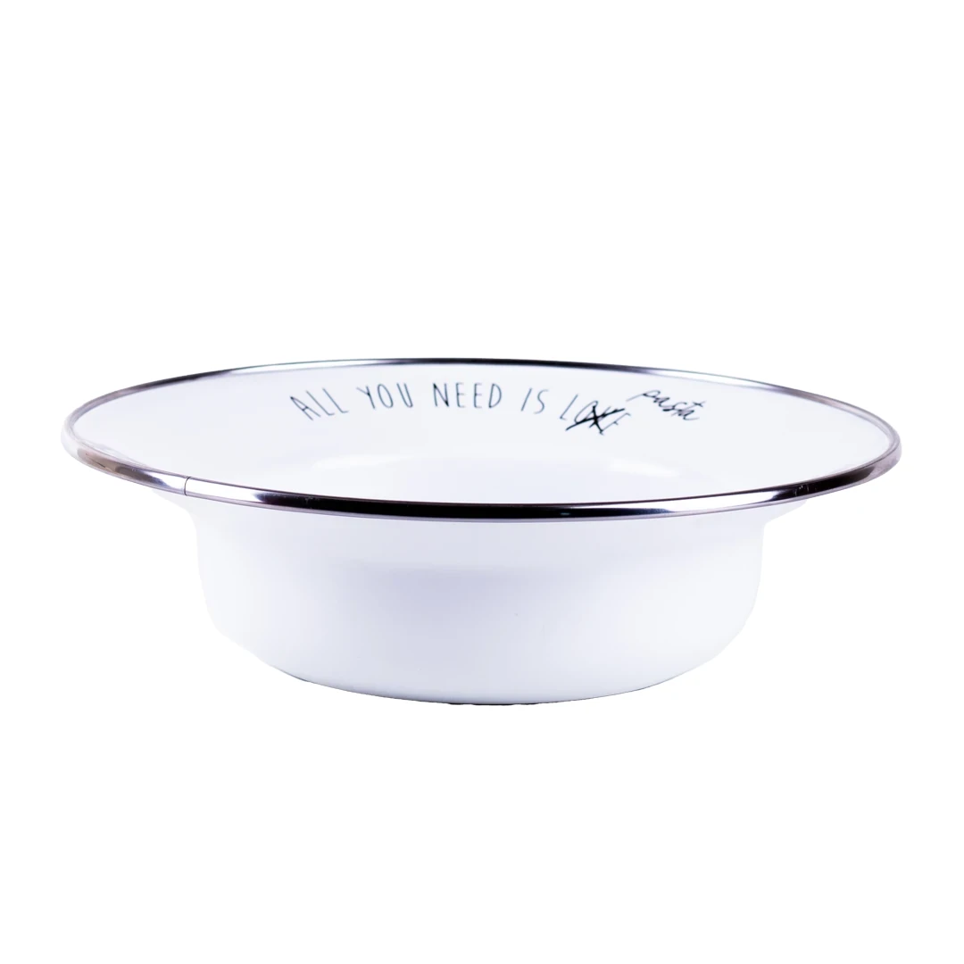 Motto Emaye Çukur Makarna ve Salata Tabağı