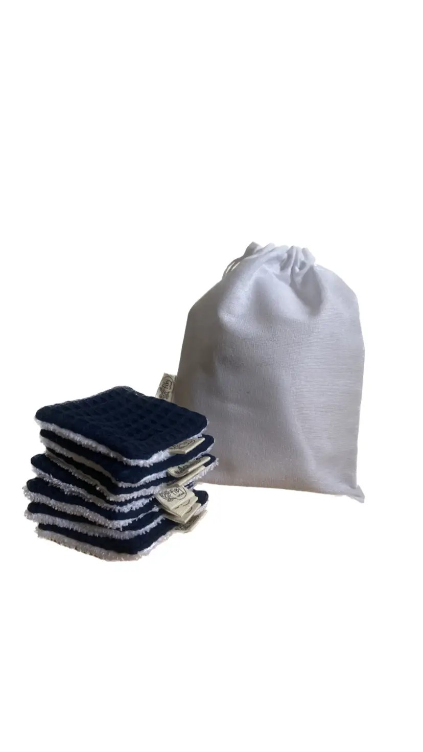Yıkanabilir Waffle Pamuk Set Lacivert - 7'li