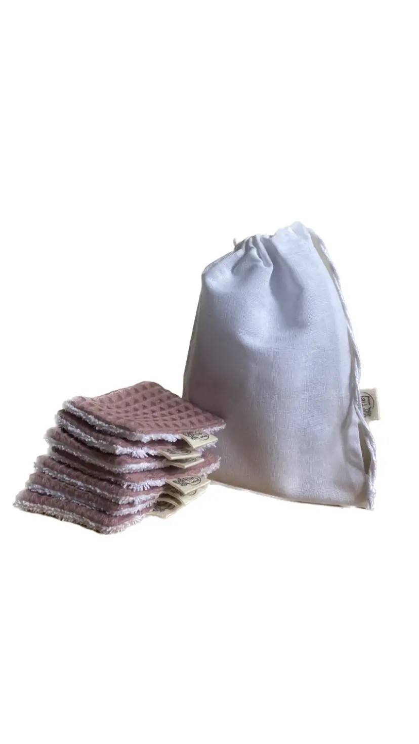 Yıkanabilir Waffle Pembe Pamuk Set - 7'li 