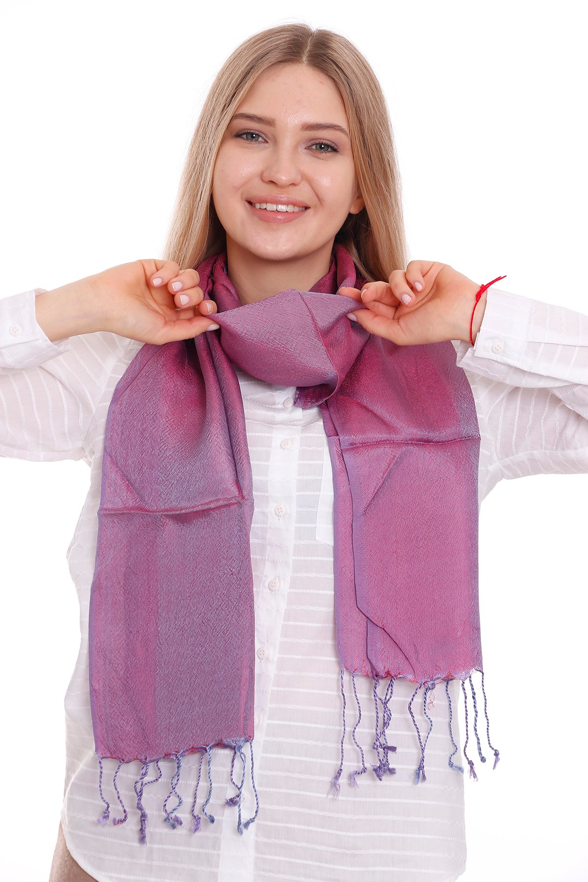 El Dokuması 3 Band Bitkisel İpek Fular