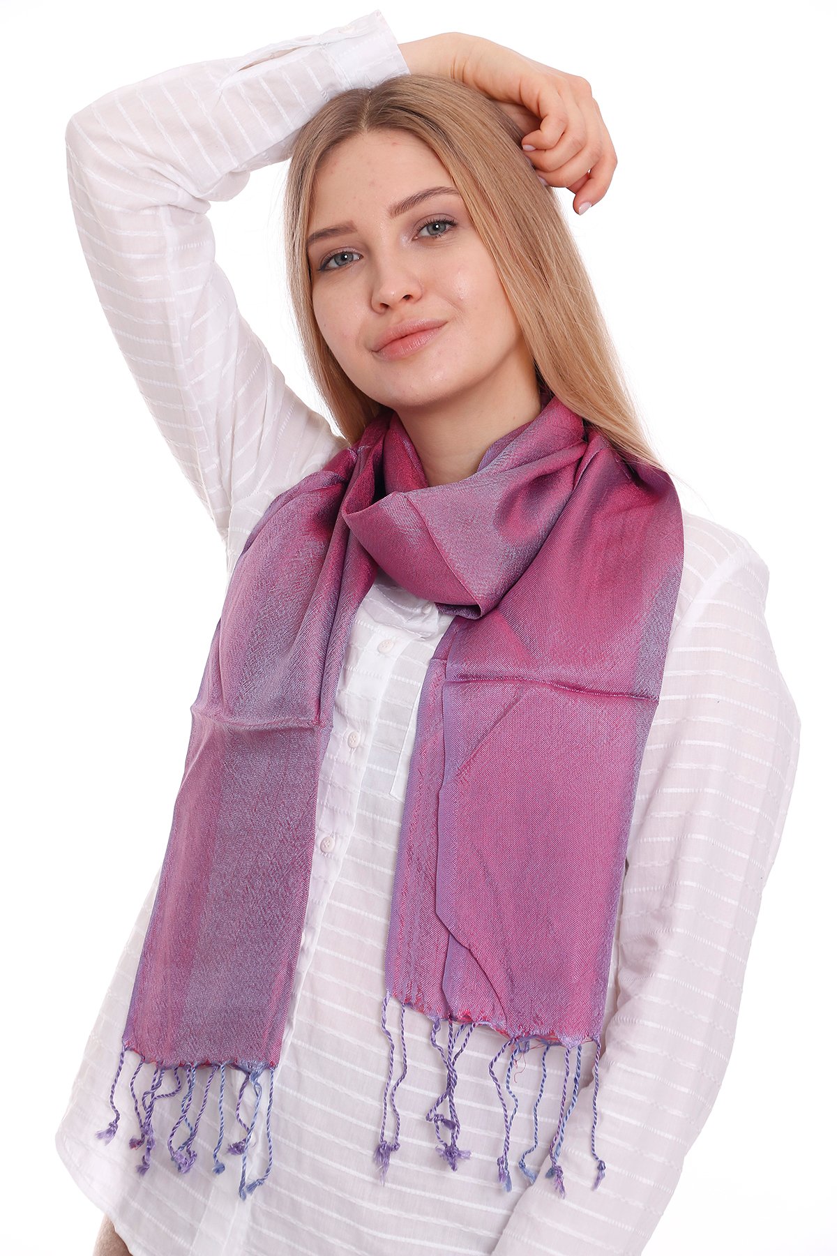 El Dokuması 3 Band Bitkisel İpek Fular