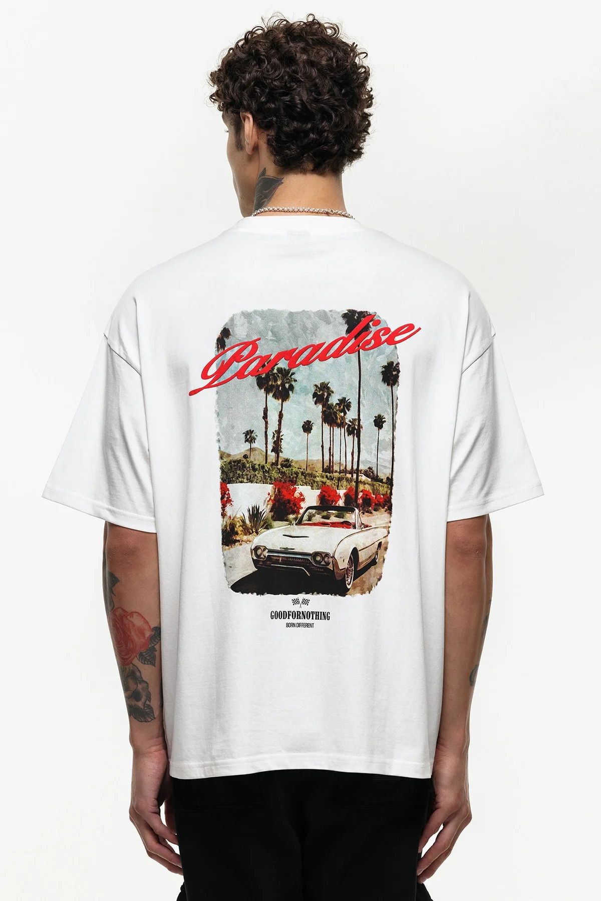 Baskılı Oversize T-Shirt Beyaz