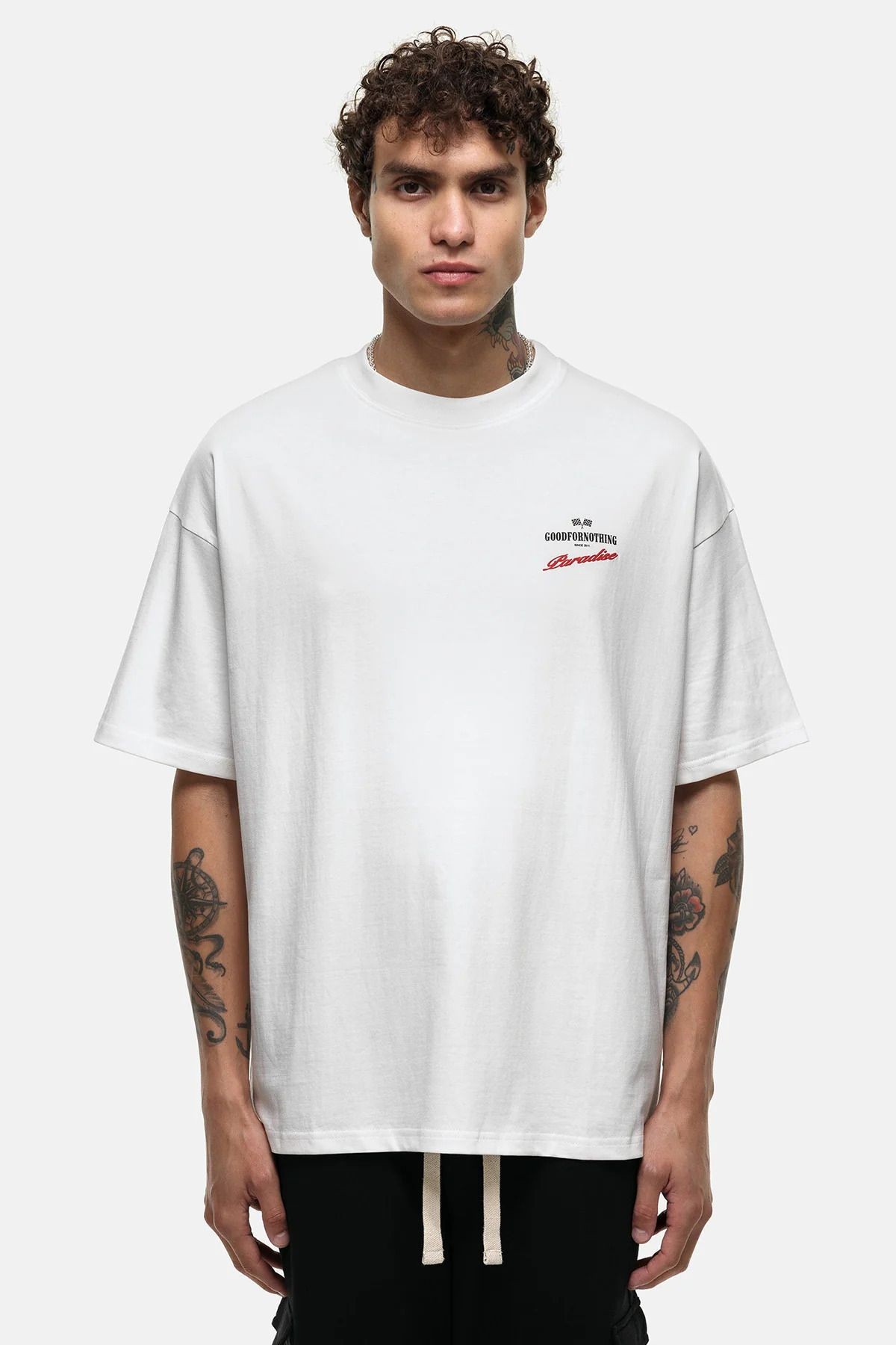Baskılı Oversize T-Shirt Beyaz