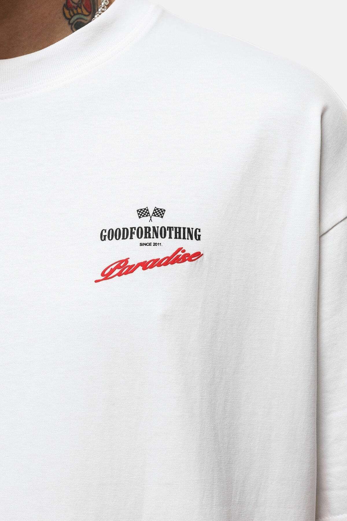 Baskılı Oversize T-Shirt Beyaz