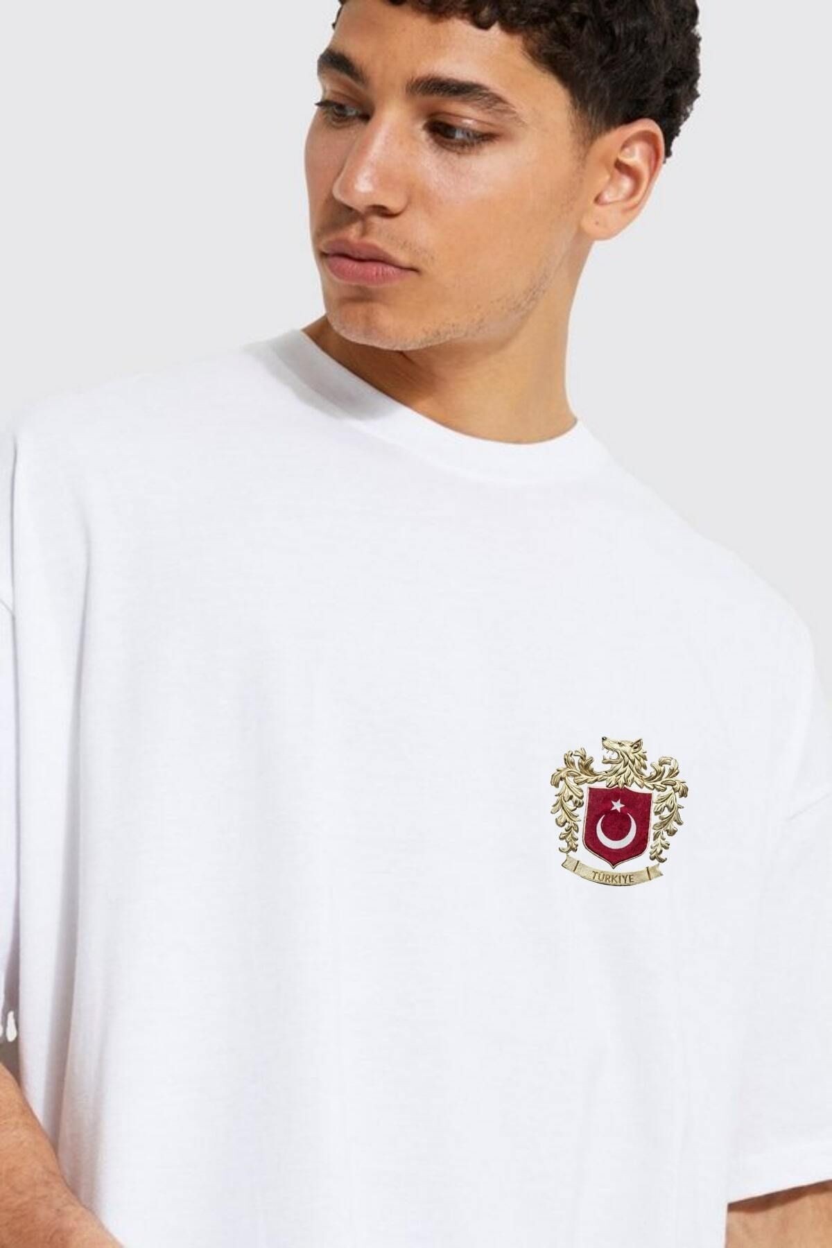 Basic T-Shirt Yeni Tasarım Türkiye Milli Logo - beyazbaskı
