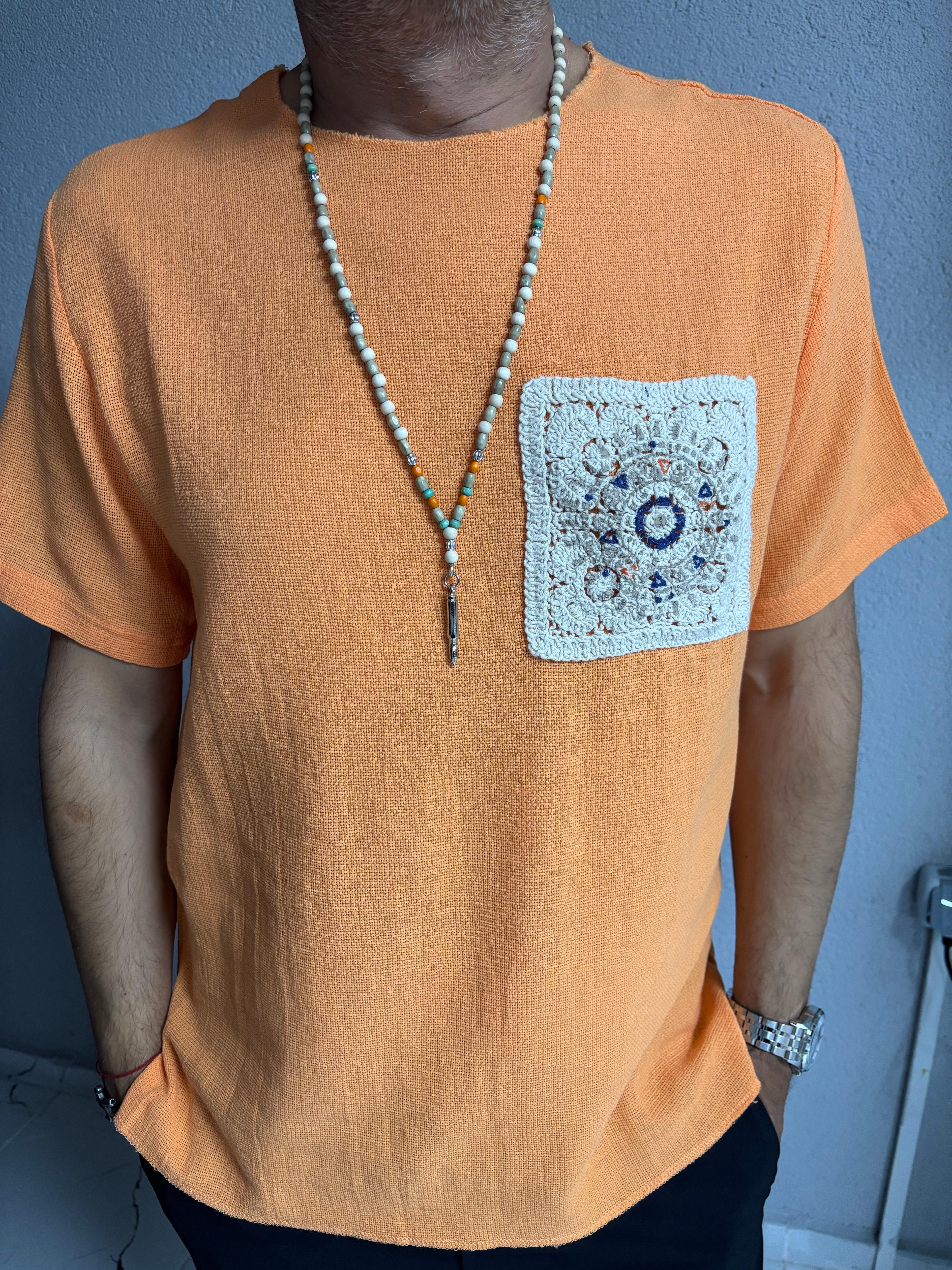 Cebi Baskılı Yakası Overlok Dikişli Tshirt