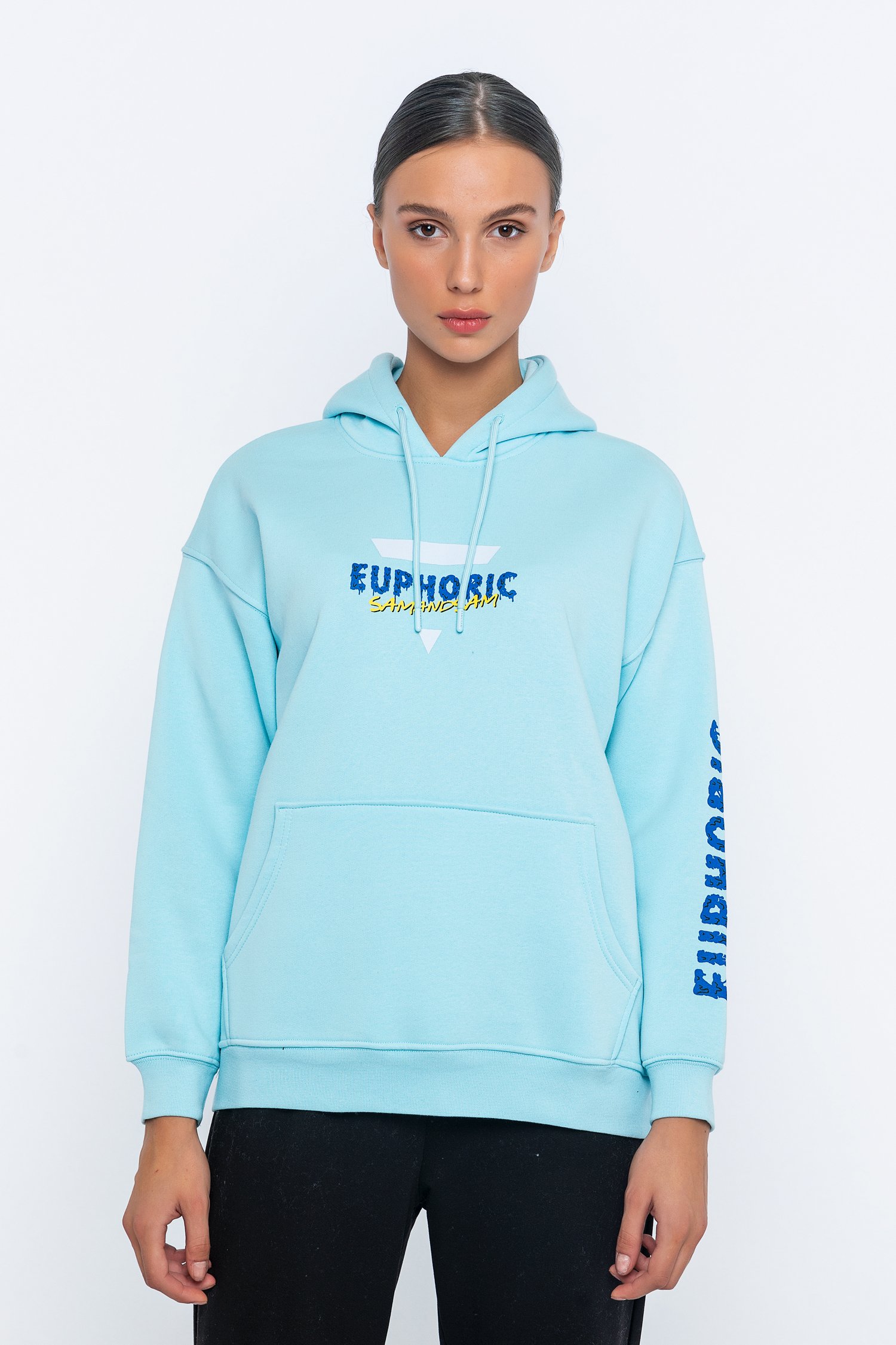  EUPHORIC TEMALI KAPÜŞONLU KADIN SWEATSHIRT - A.Mavi