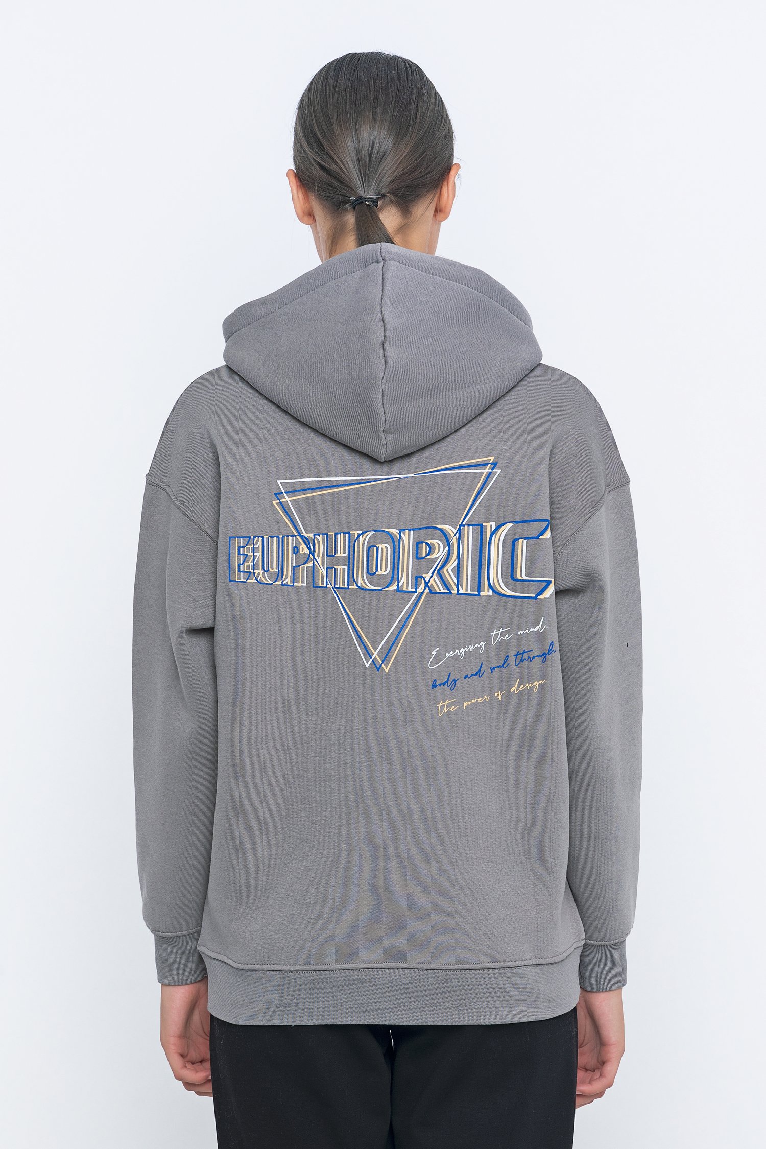 EUPHORIC GEOMETRİK TEMALI KAPÜŞONLU KADIN SWEATSHIRT