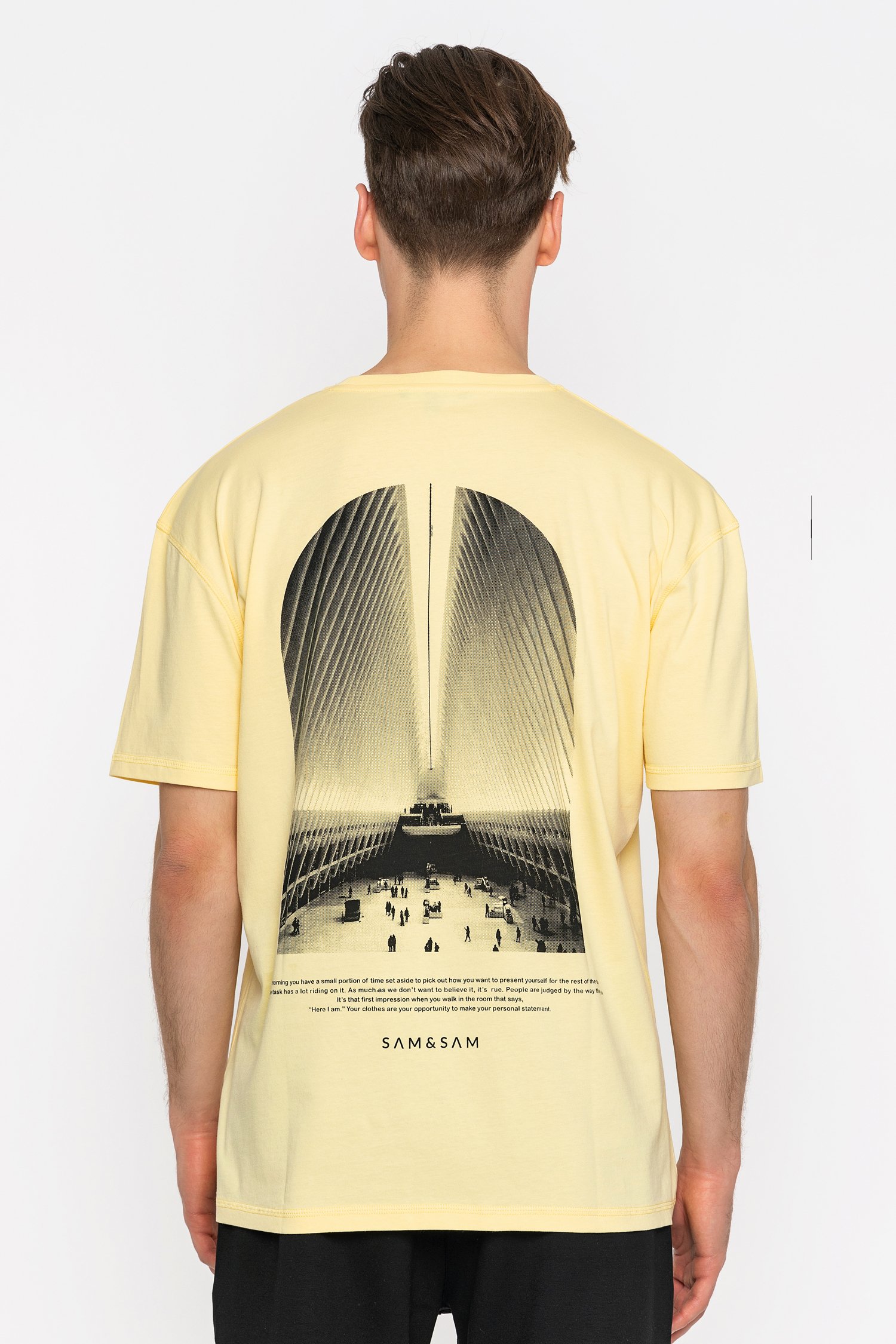 MUSEUM TEMA BASKILI ERKEK SARI T-SHIRT