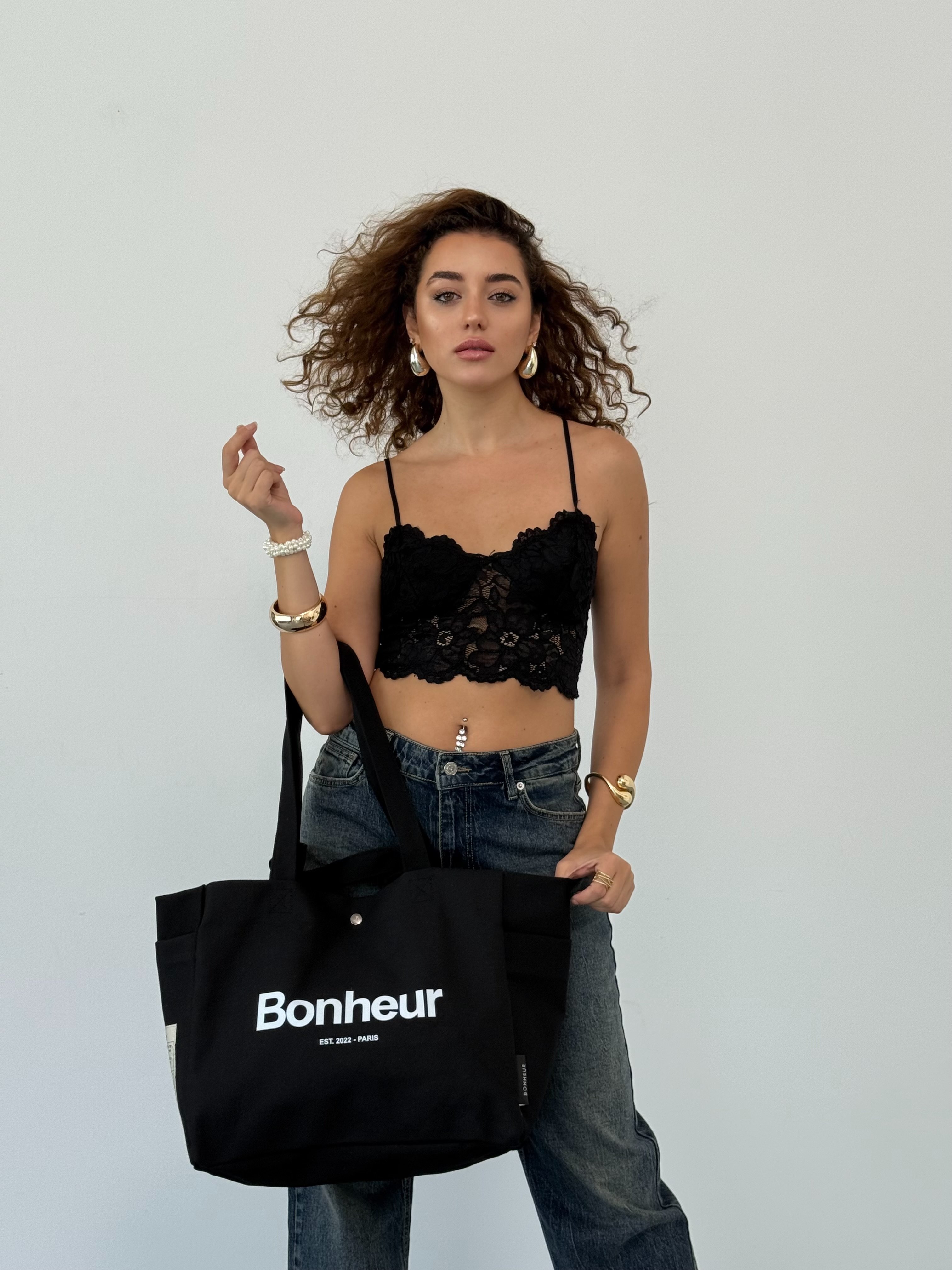 BONHEUR - N°4 Kanvas Çanta -Cold Black