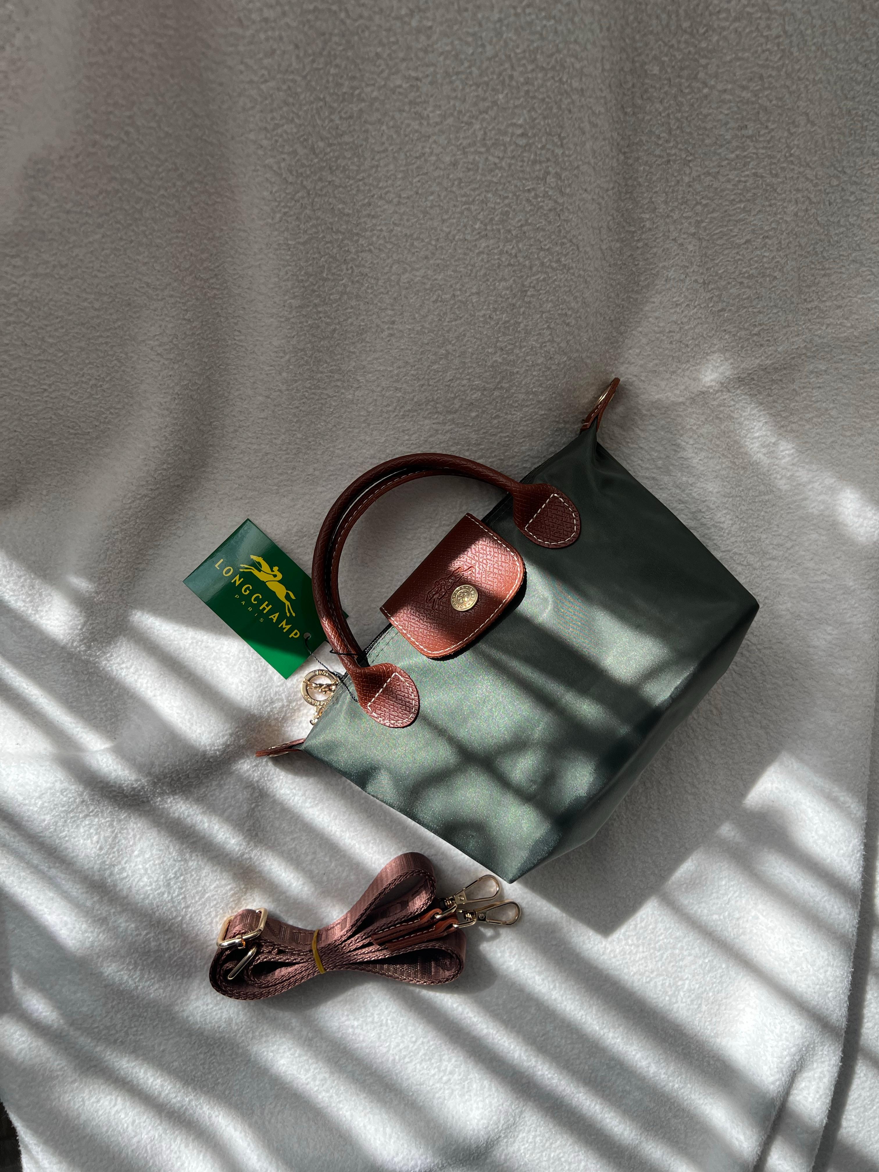  Longchamp La Pliage Yeşil&Taba -Xsmall