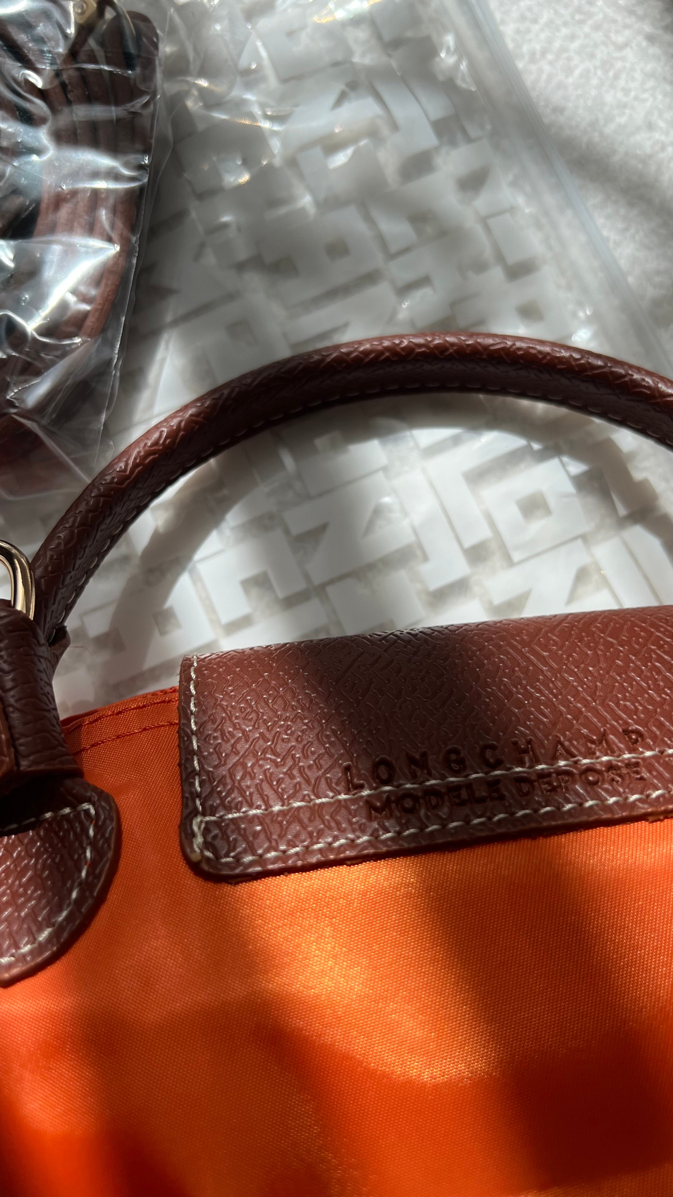  Longchamp Mini Pliage - Turuncu&Taba