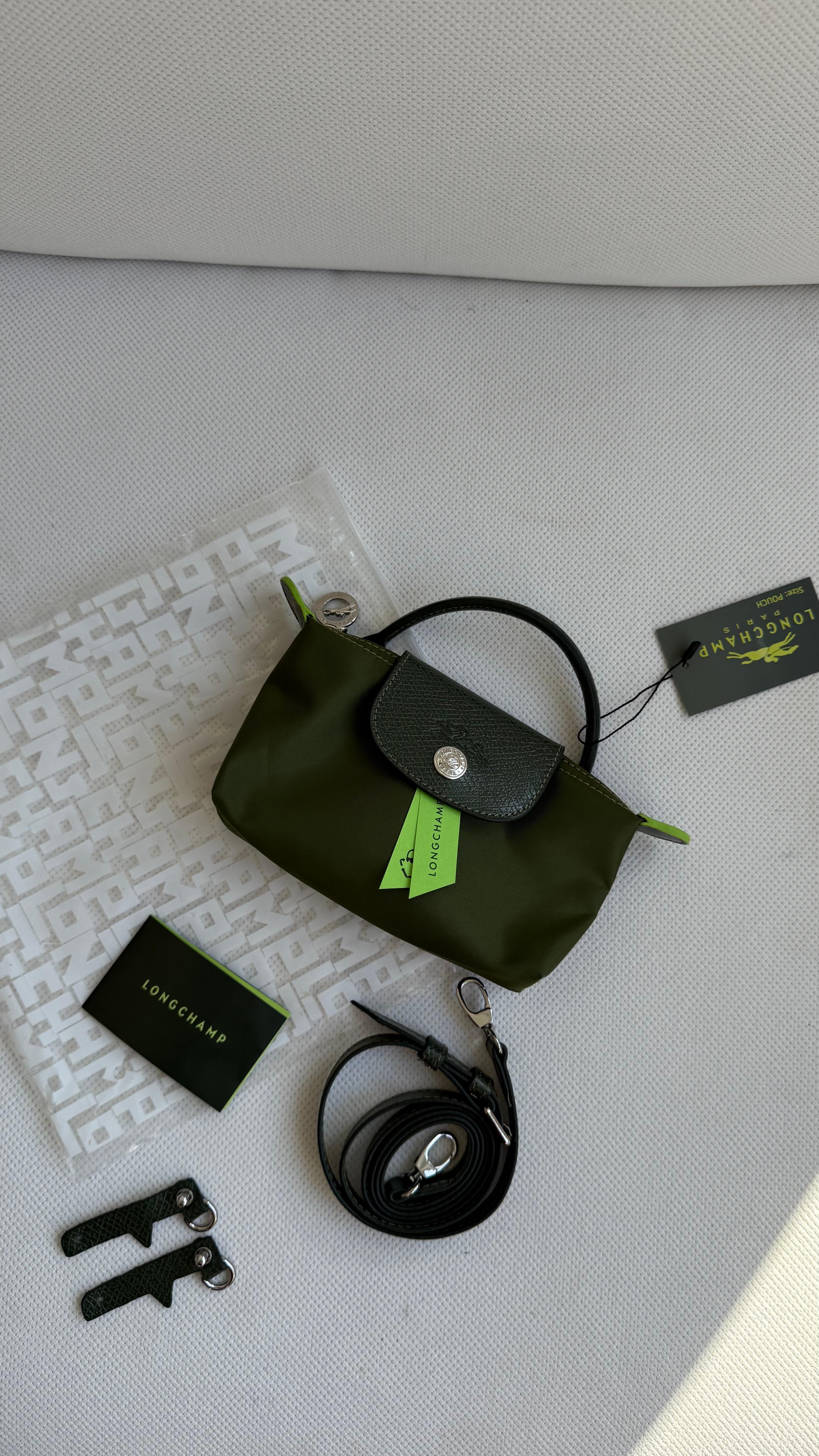 (İTHAL)Longchamp Le Pliage ORJ. Pouch - YEŞİL