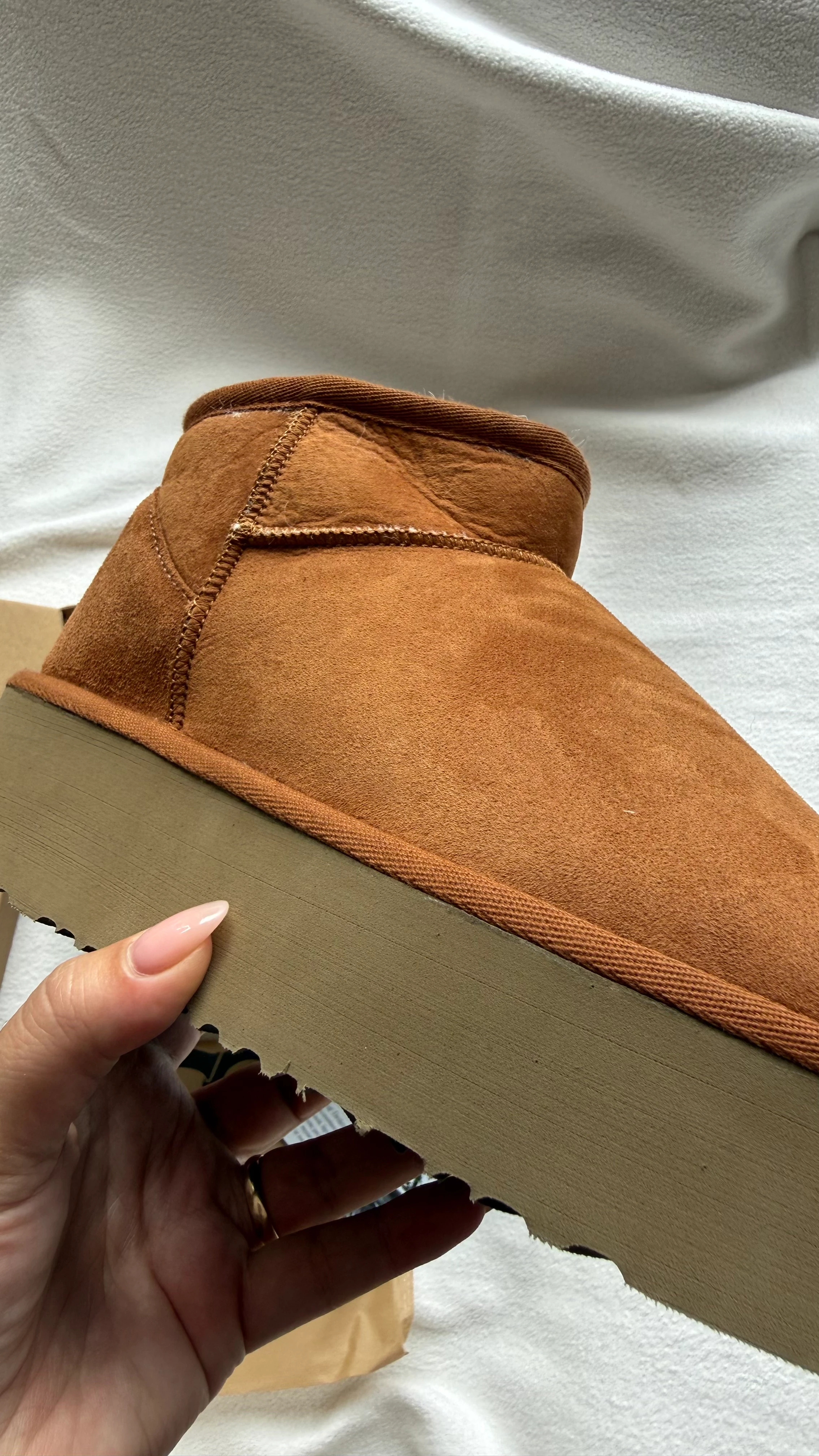 UGG MİNİ PLATFORM TABA-(GERÇEK KÜRK-GERÇEK DERİ)-DAR KALIP