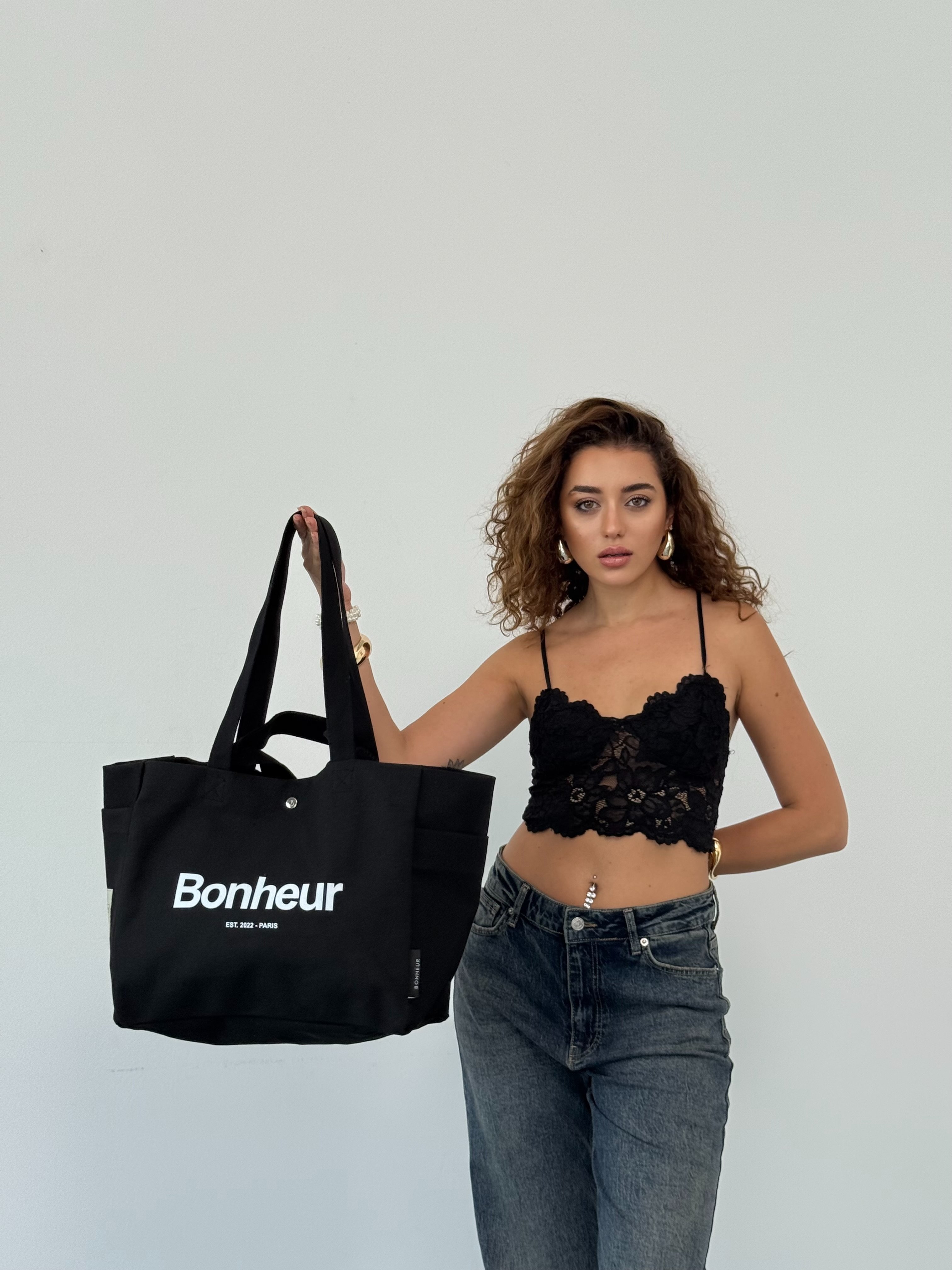 BONHEUR - N°4 Kanvas Çanta -Cold Black