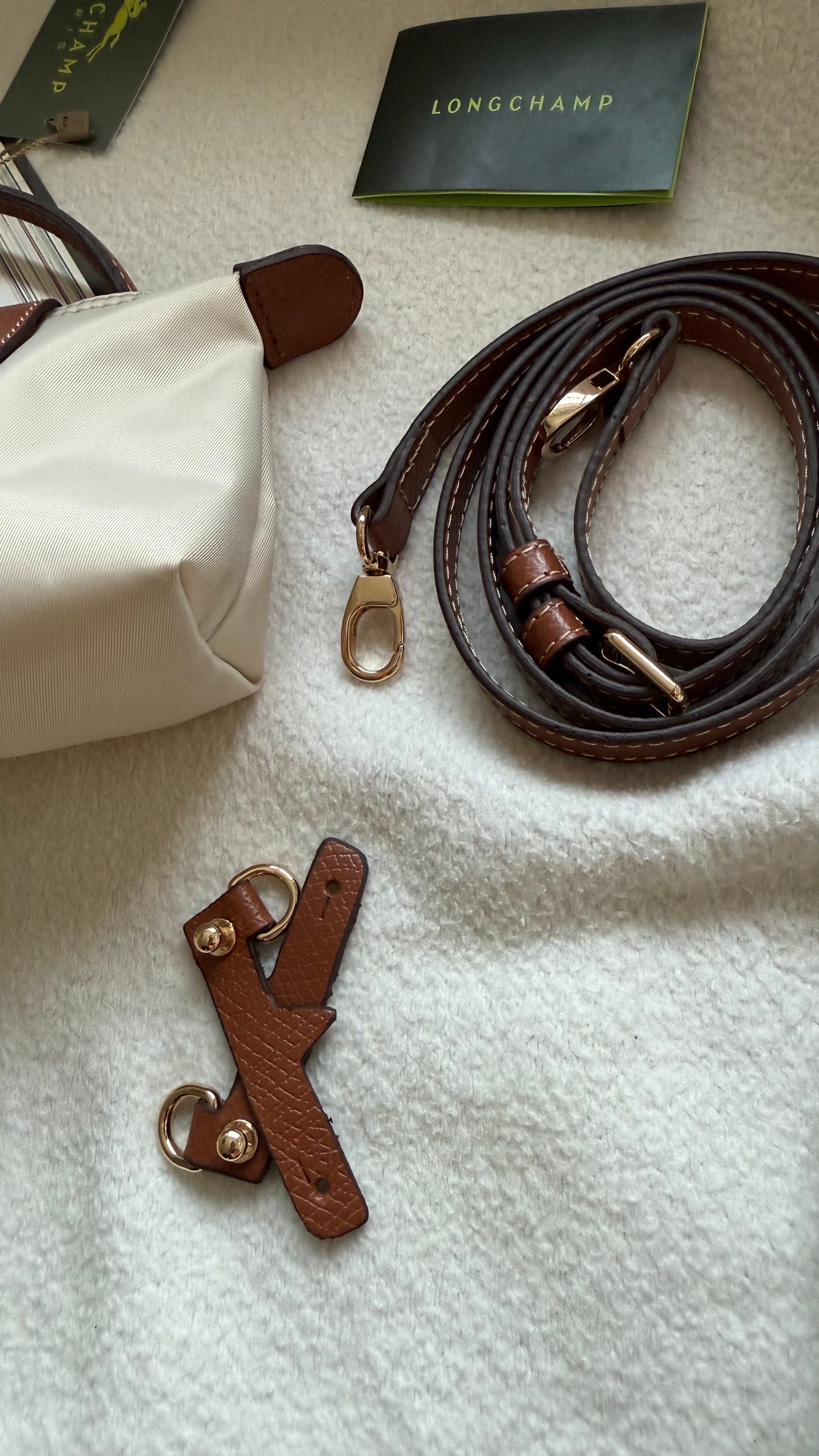 (İTHAL)Longchamp Le Pliage ORJ. Pouch - KREM