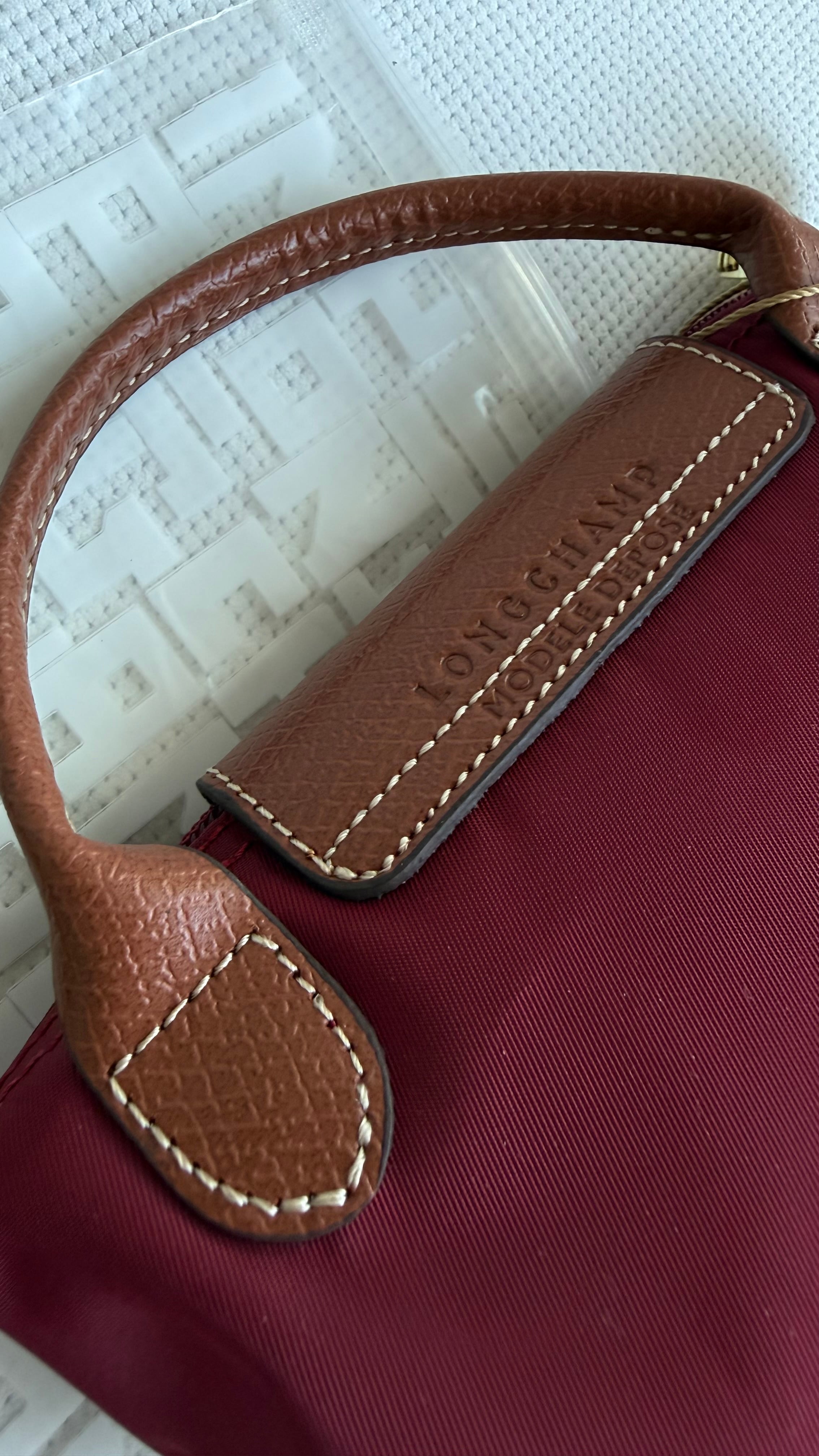 (İTHAL)Longchamp Le Pliage ORJ. Pouch - BORDO