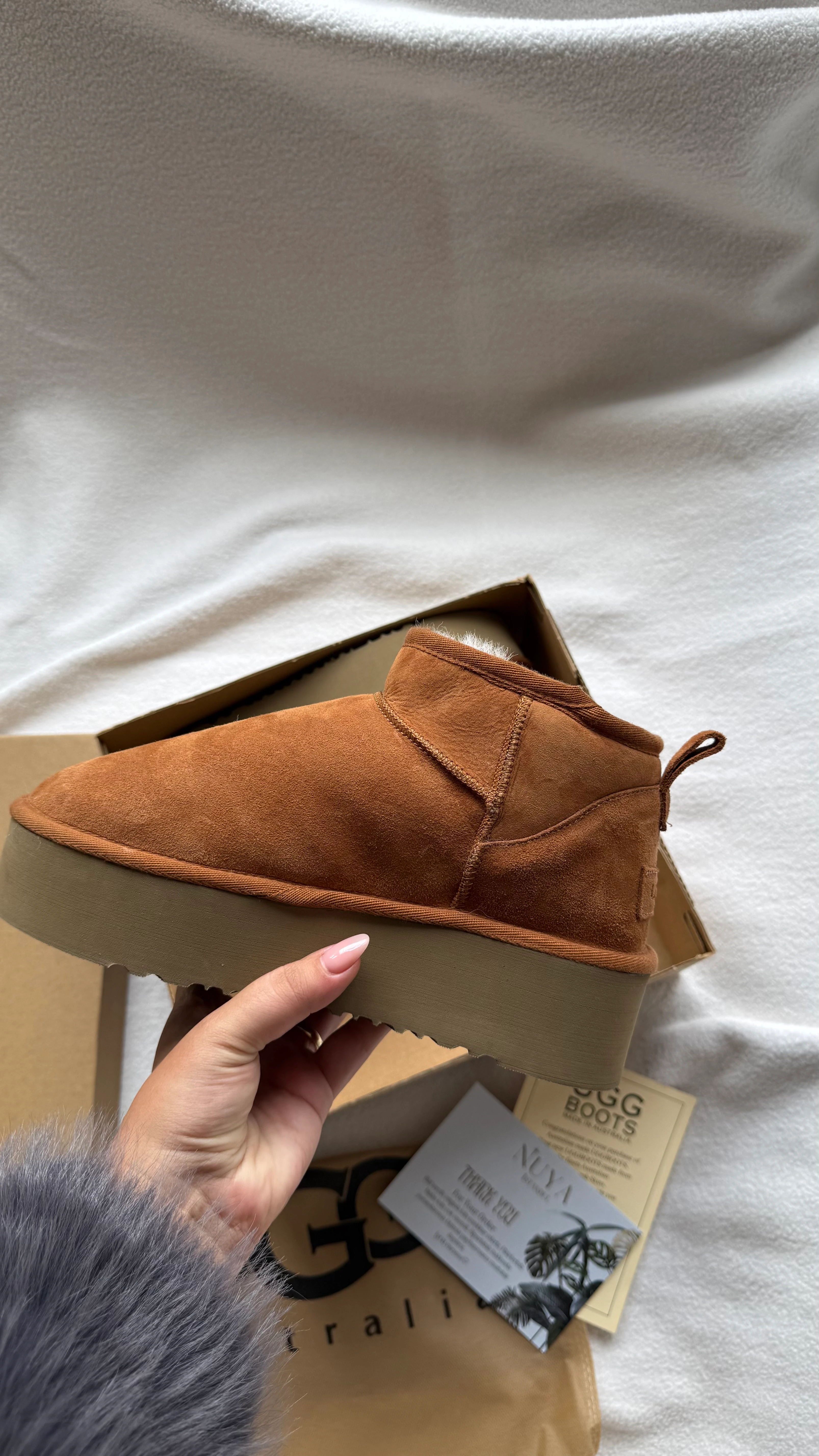 UGG MİNİ PLATFORM TABA-(GERÇEK KÜRK-GERÇEK DERİ)-DAR KALIP